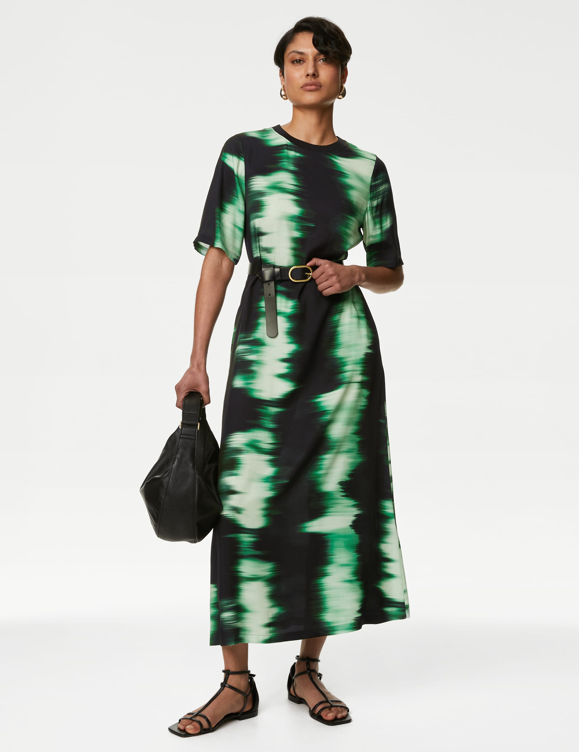 Cupro Rich Printed Midaxi T-Shirt Dress