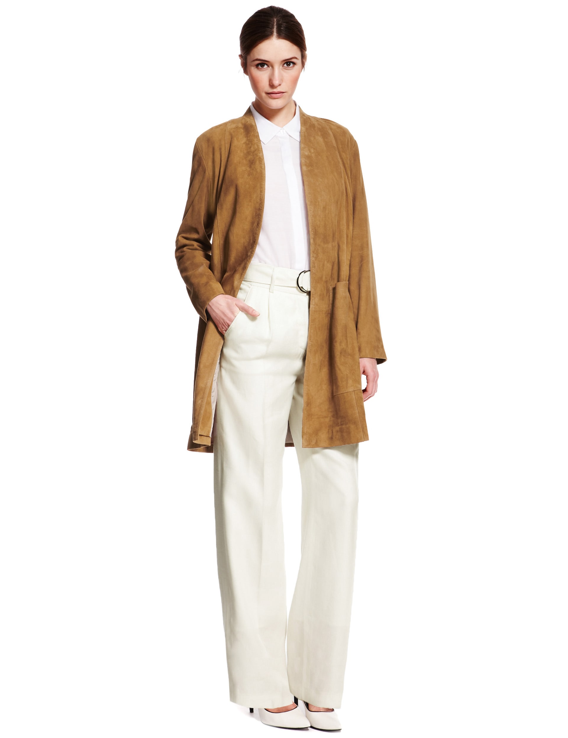 Suede Open Front Coat Image 2 of 7