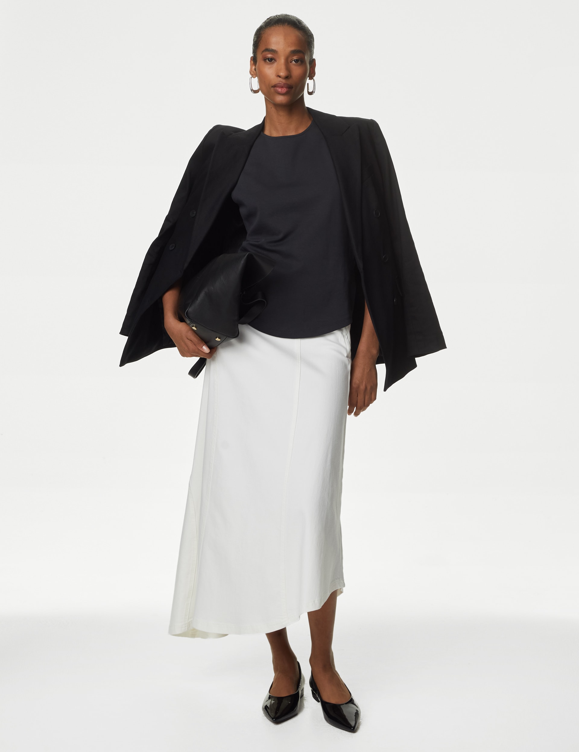 Cotton Rich Maxi Asymmetric Skirt