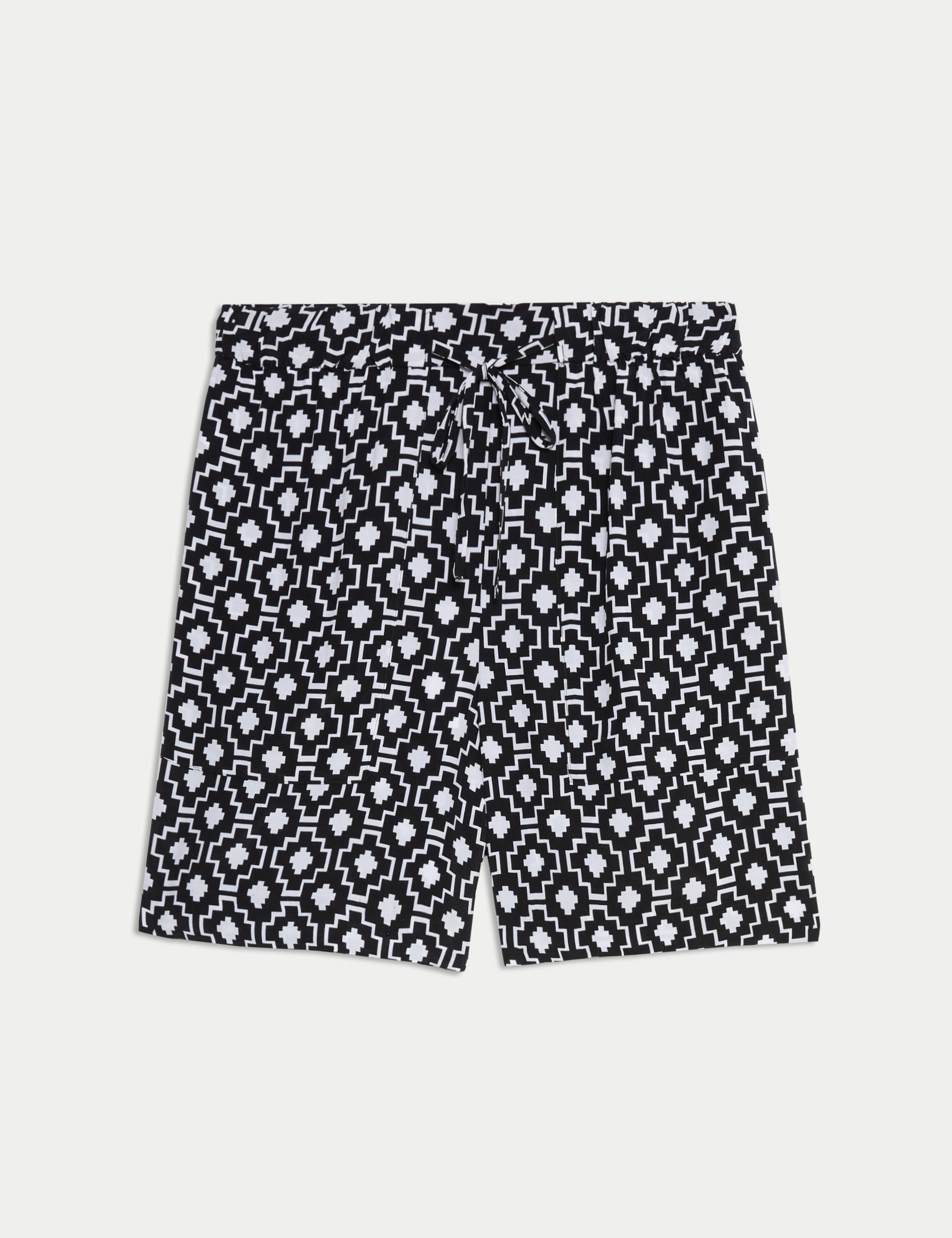 Cupro Rich Printed High Waisted Shorts