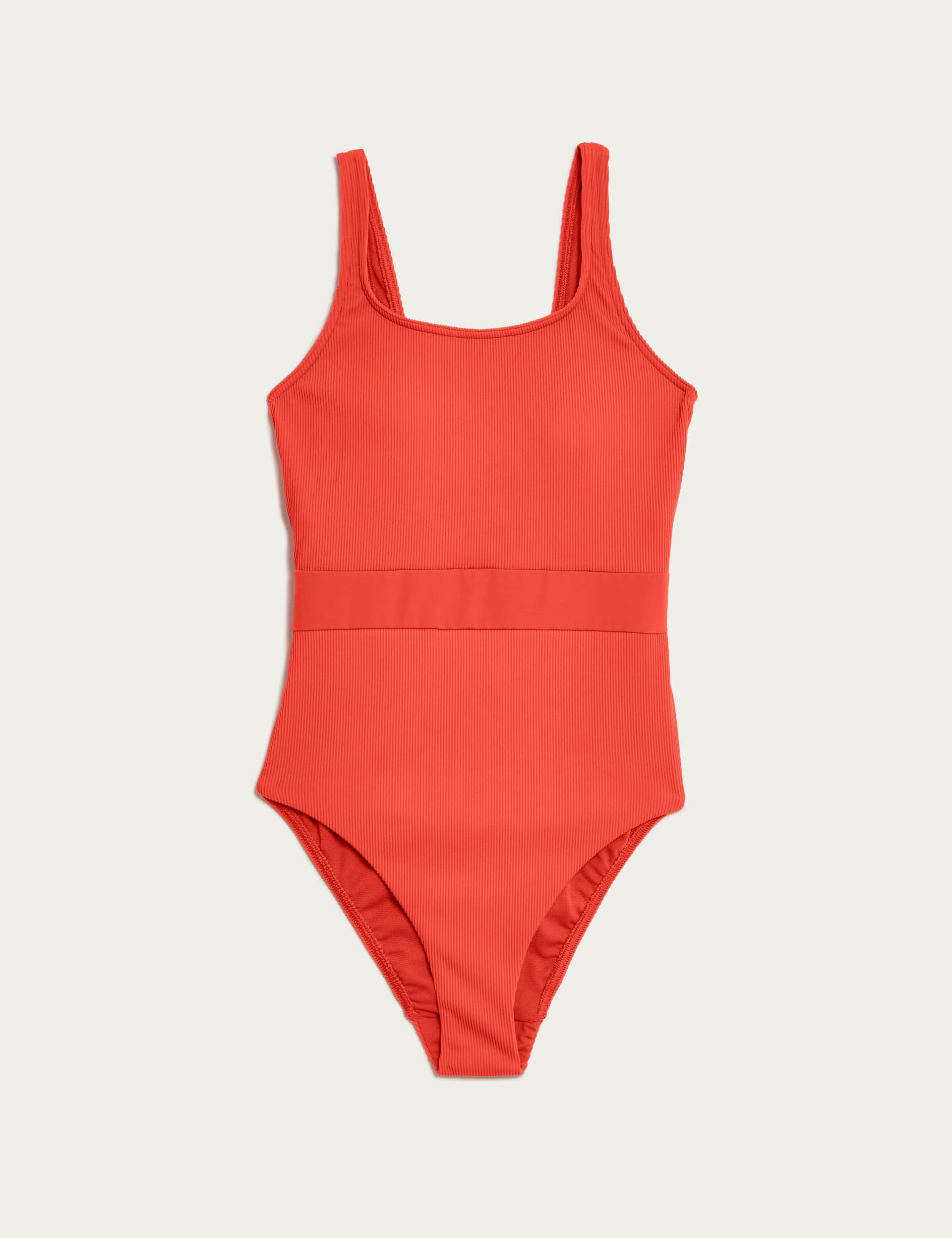 Ribbed Padded Scoop Neck Swimsuit