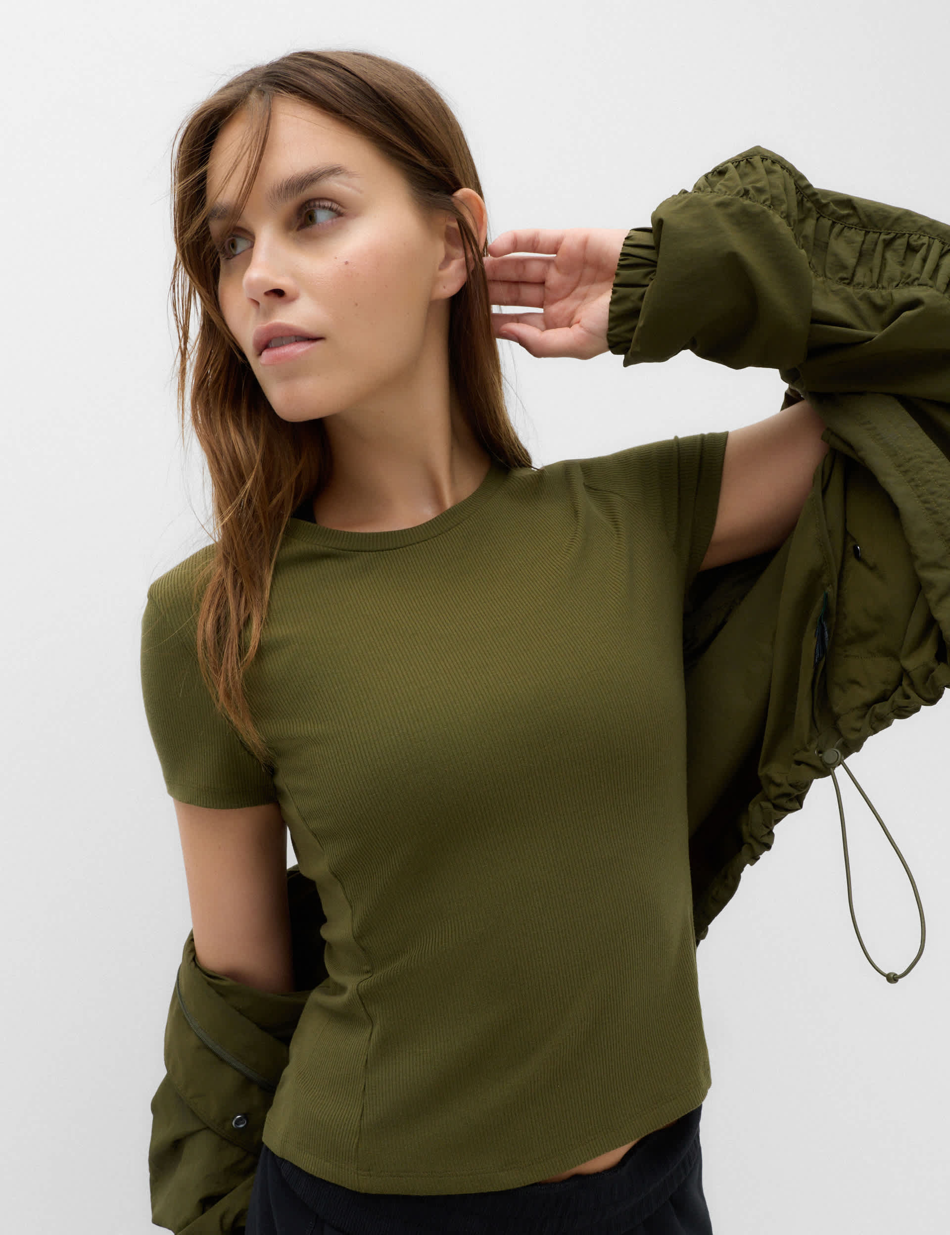 M&S Goodmove Modal Rich Rib Round Neck Fitted T-Shirt