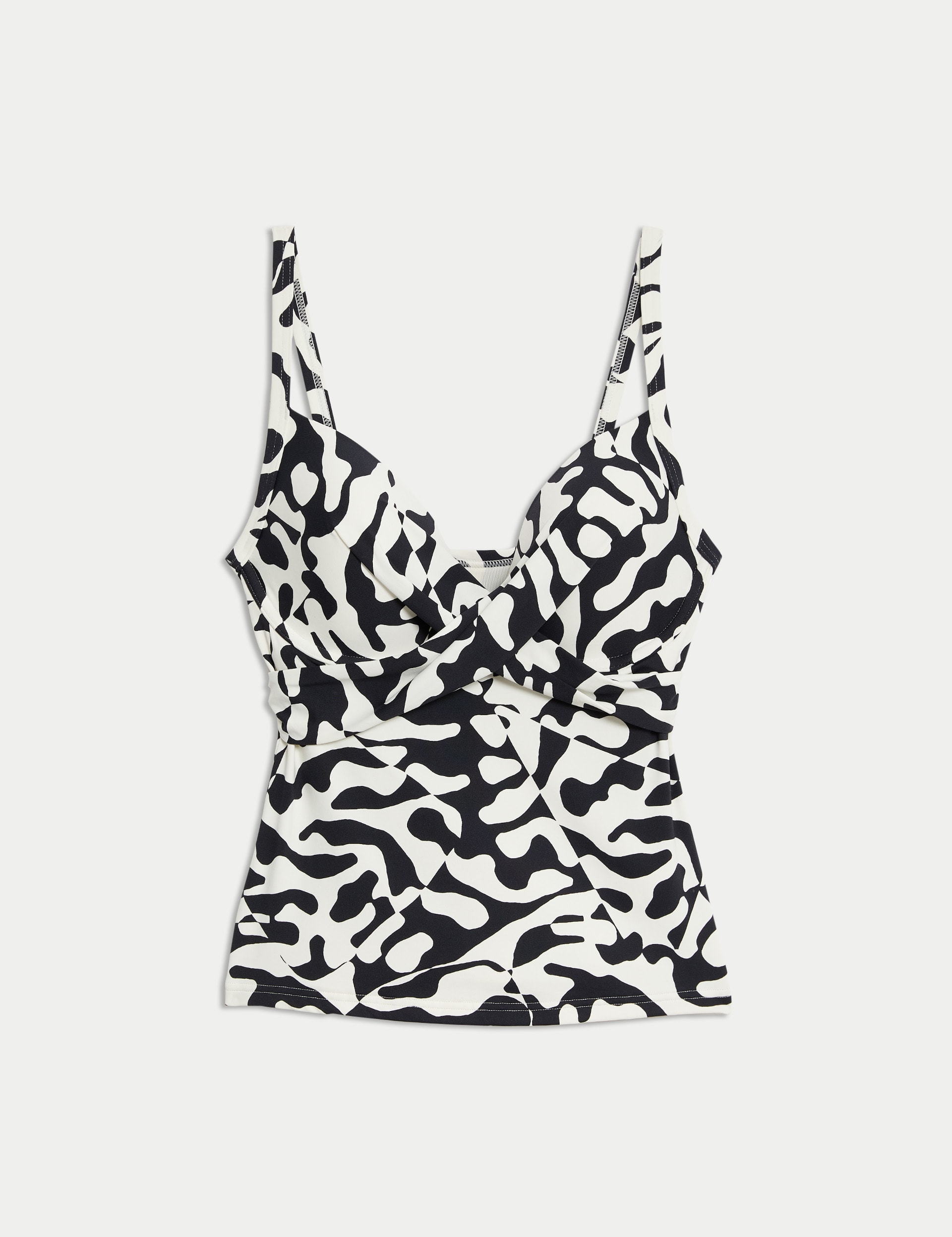 Tummy Control Printed Wired Plunge Tankini Top D-F