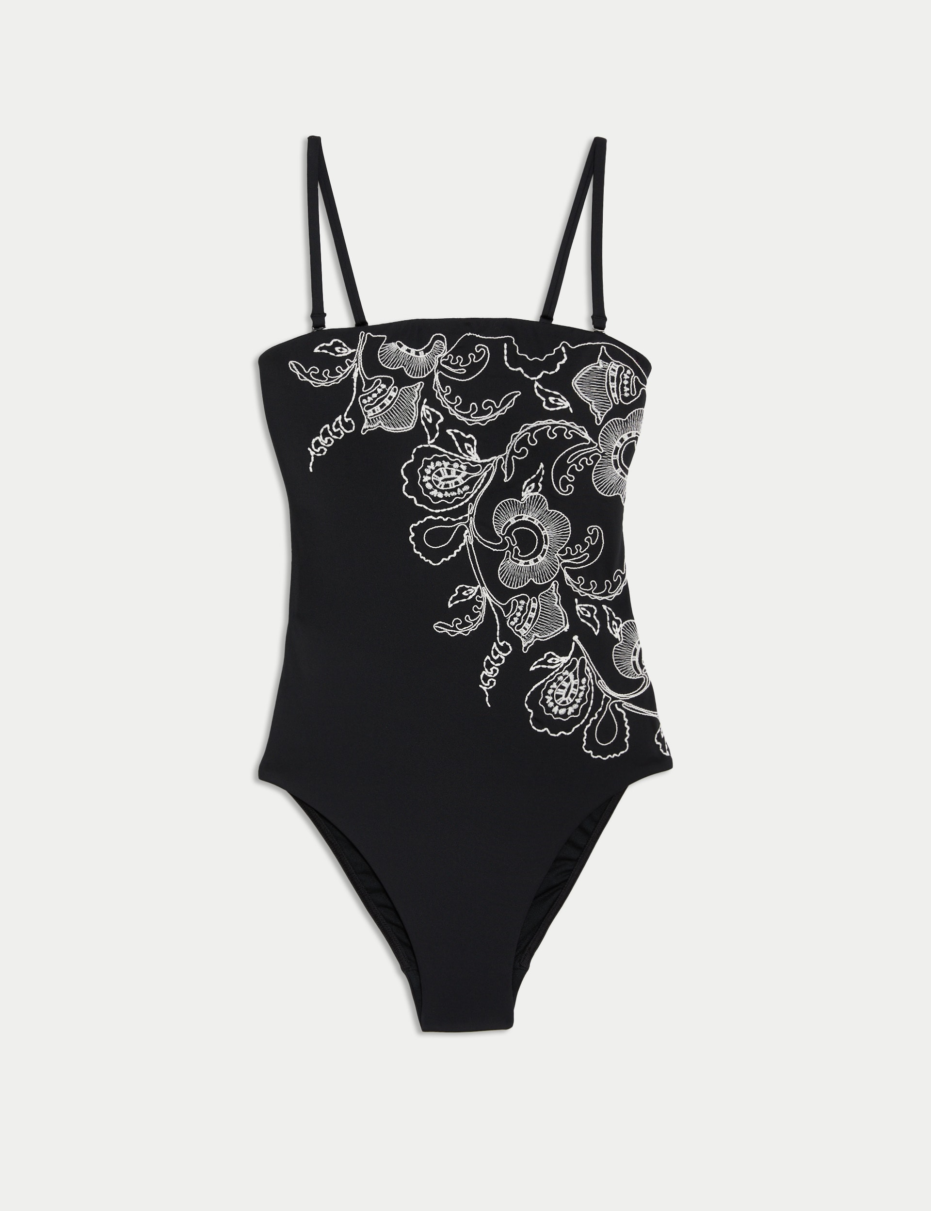 Embroidered Bandeau Swimsuit