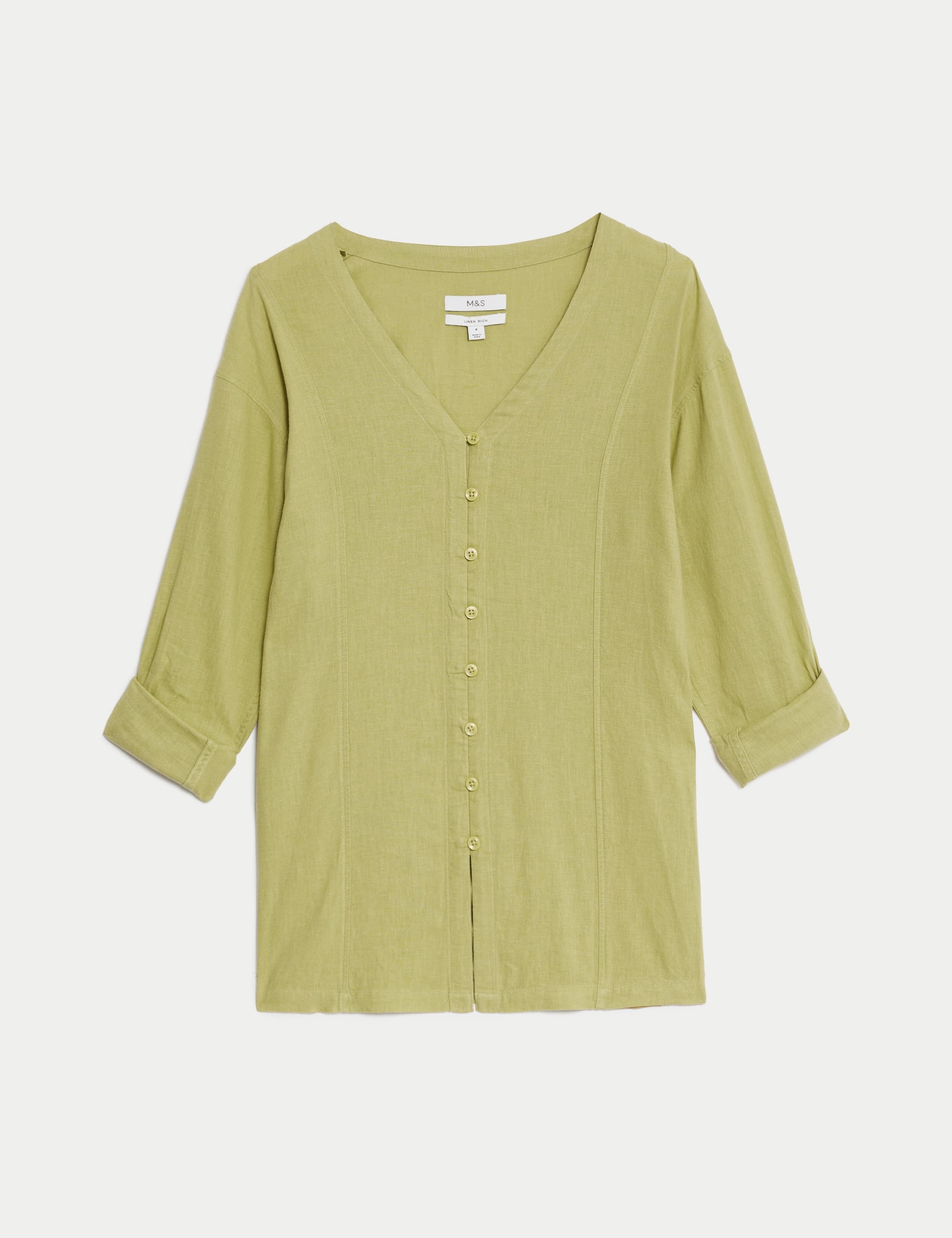 Linen Rich V-Neck Blouse