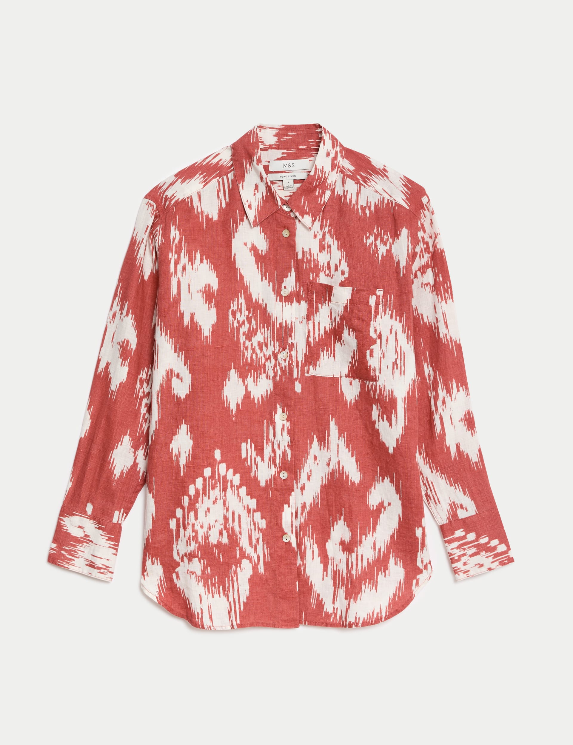 Pure Linen Printed Collared Relaxed Shirt