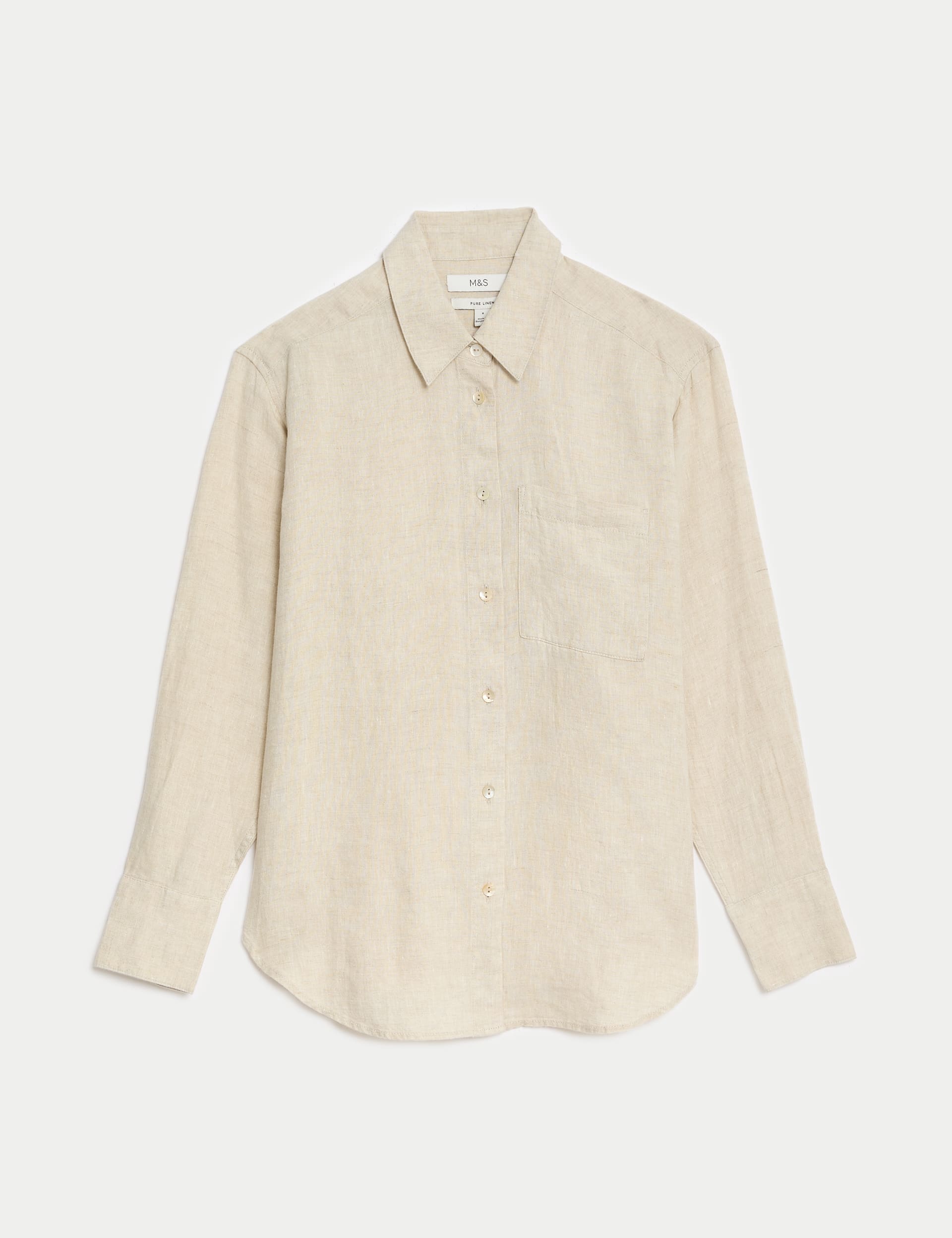 Pure Linen Collared Relaxed Shirt