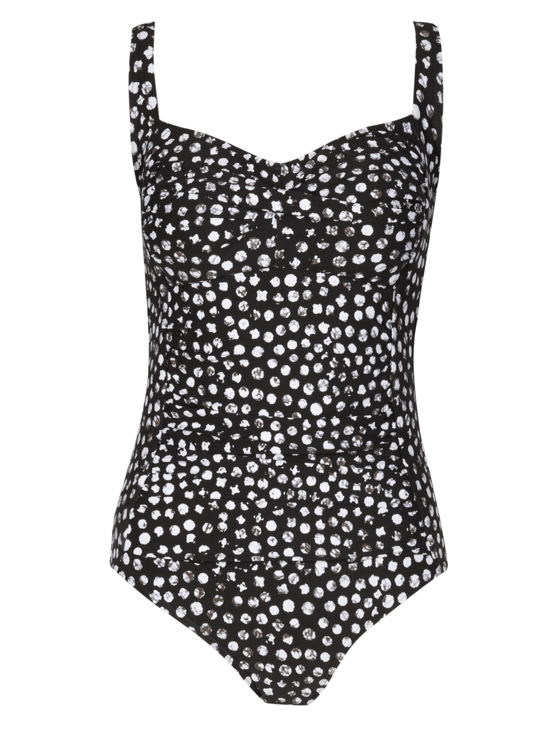 Tummy Control Twisted Front Ruched Spotted Swimsuit Image 2 of 5