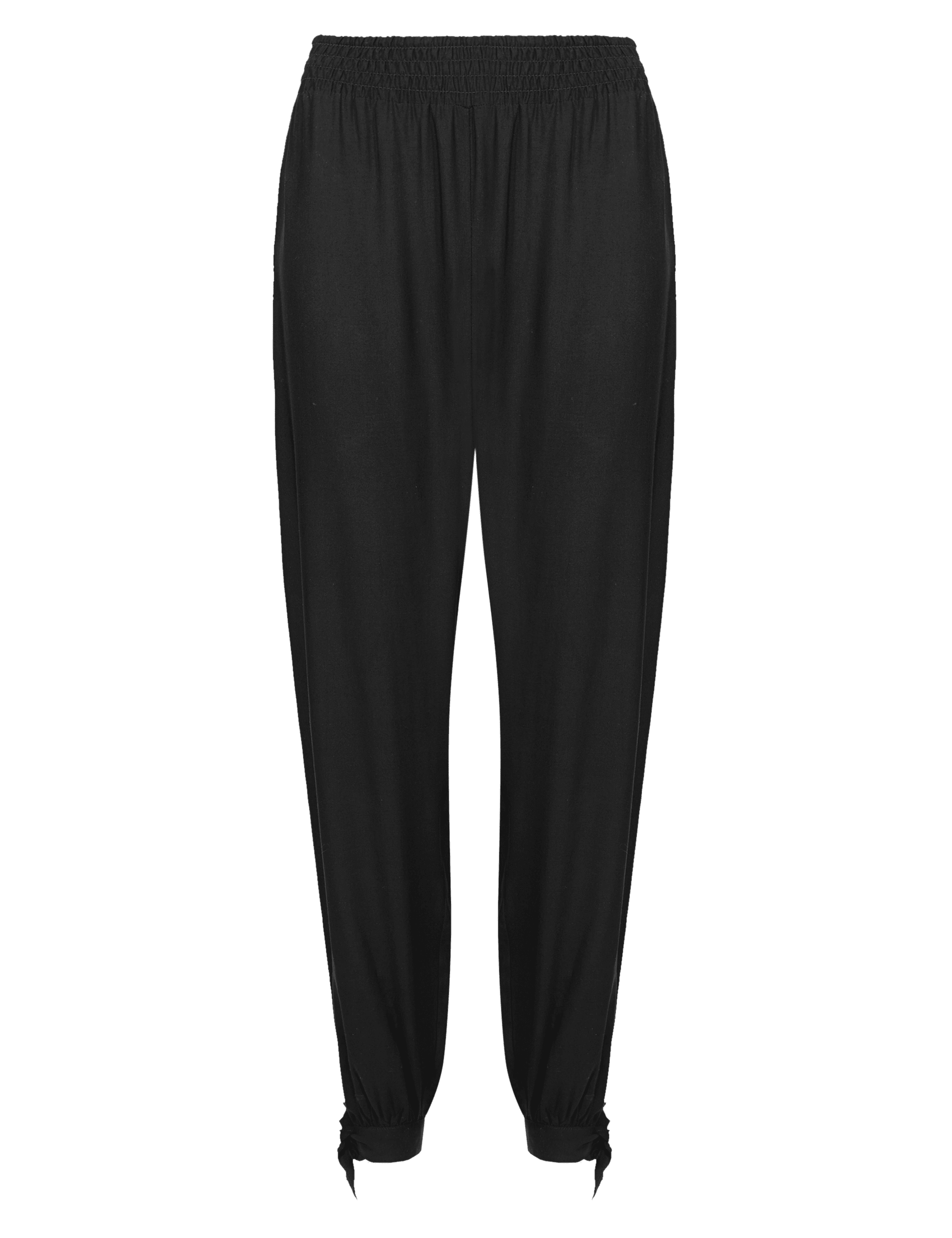 Smocked Waist Ankle Tie Harem Trousers Image 2 of 4