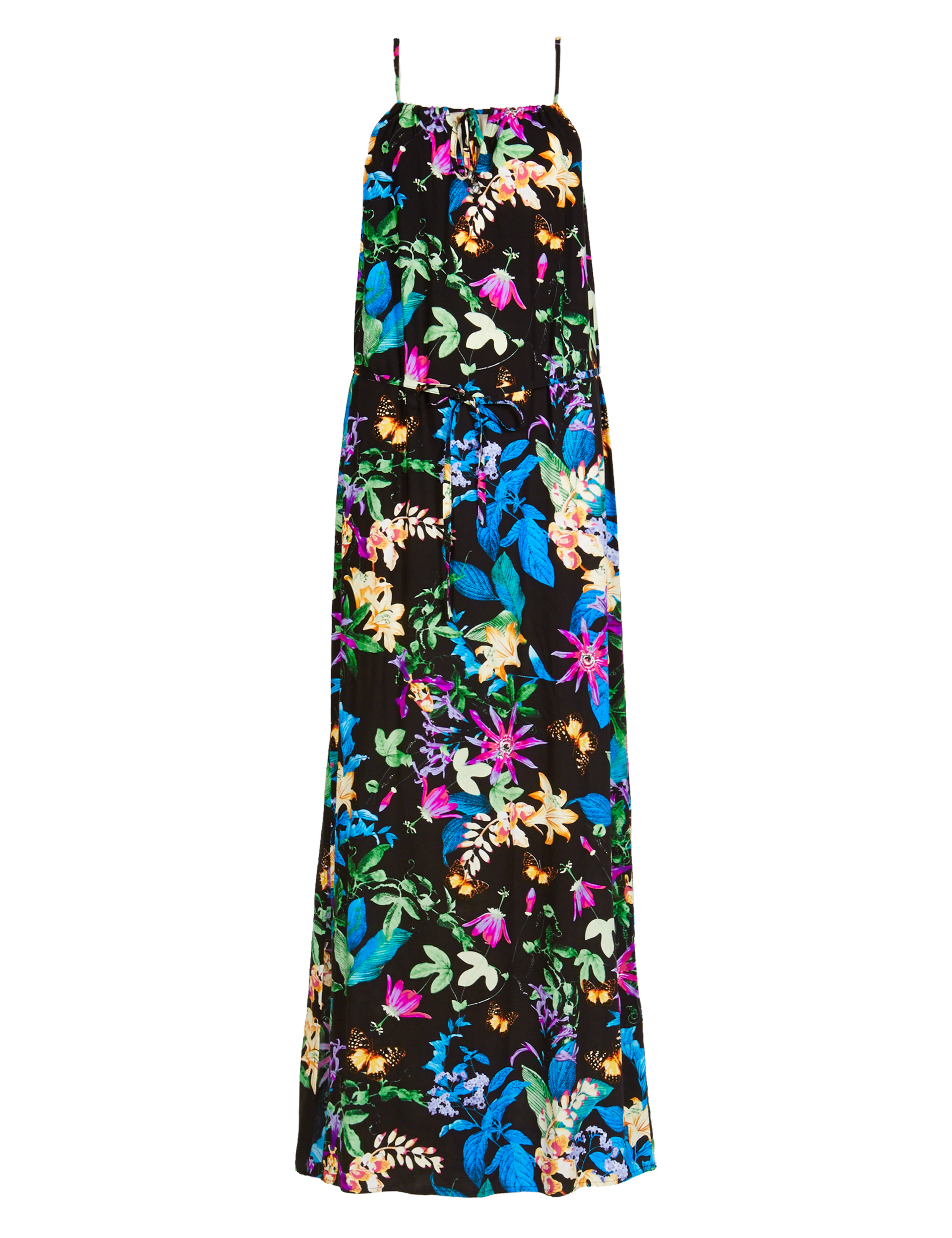 Tropical Print Maxi Dress with Tie Waist Image 2 of 5