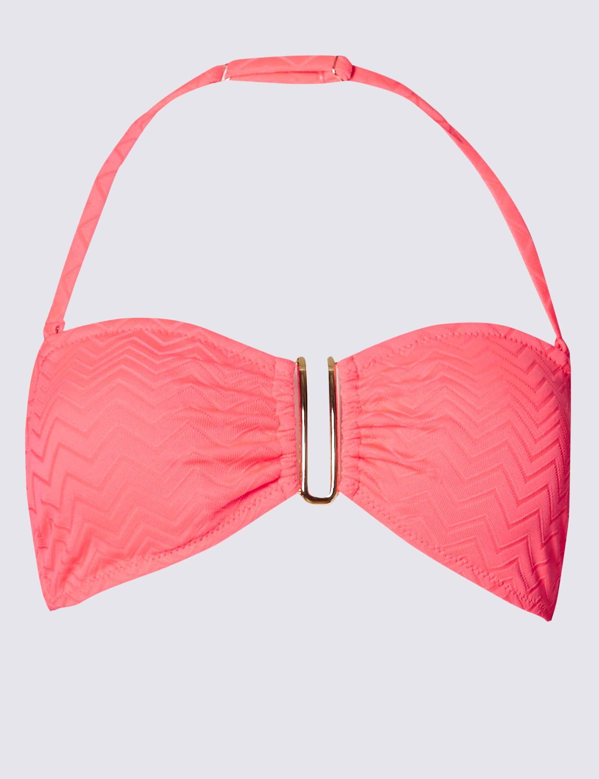 Textured Halterneck Bandeau Bikini Top Image 2 of 6