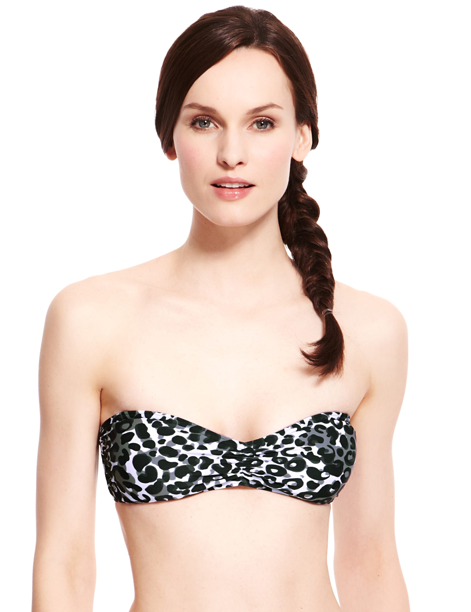 Animal Print Bandeau Bikini Top Image 2 of 7