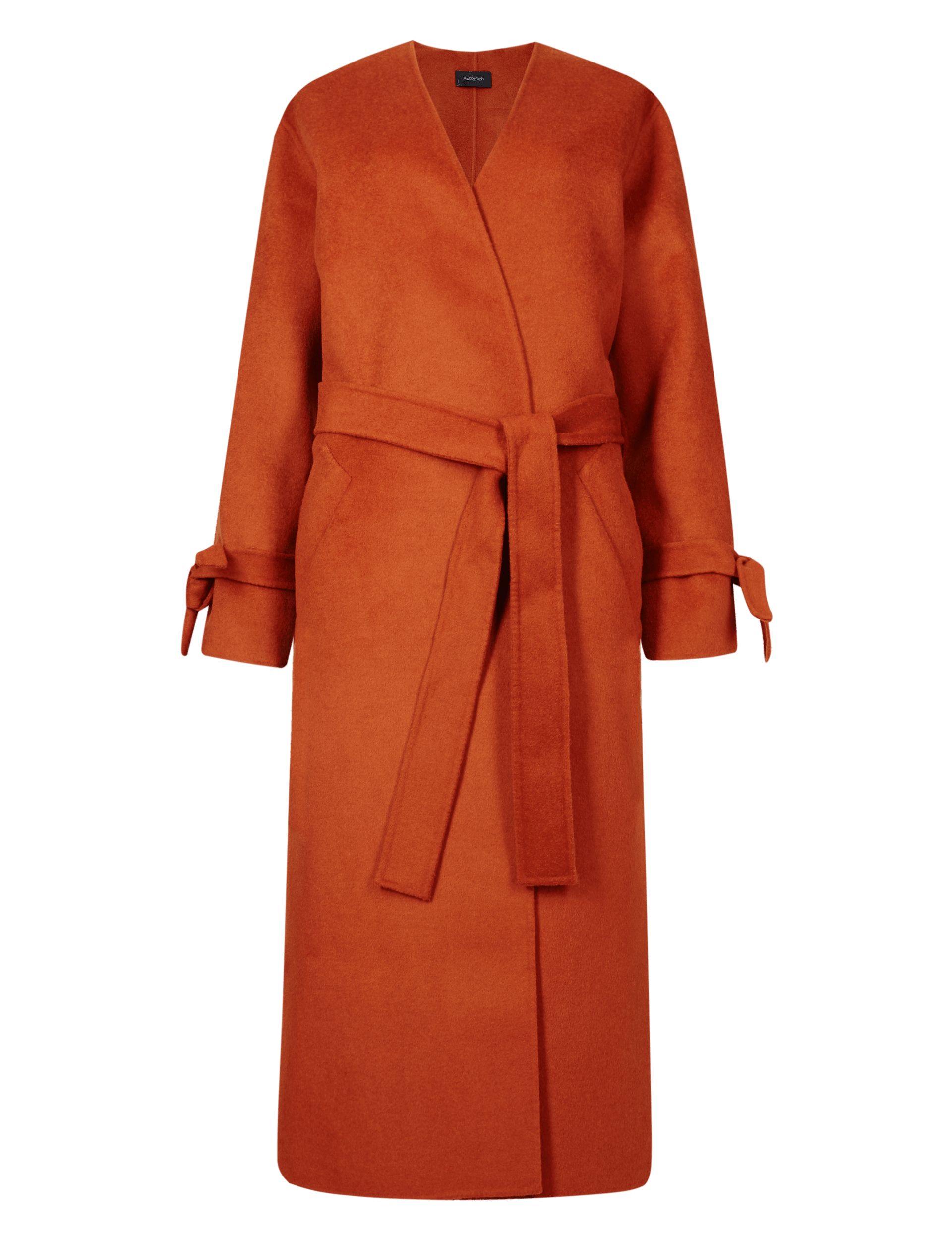 Wool Blend Spilt Robe Coat with Belt Autograph M S