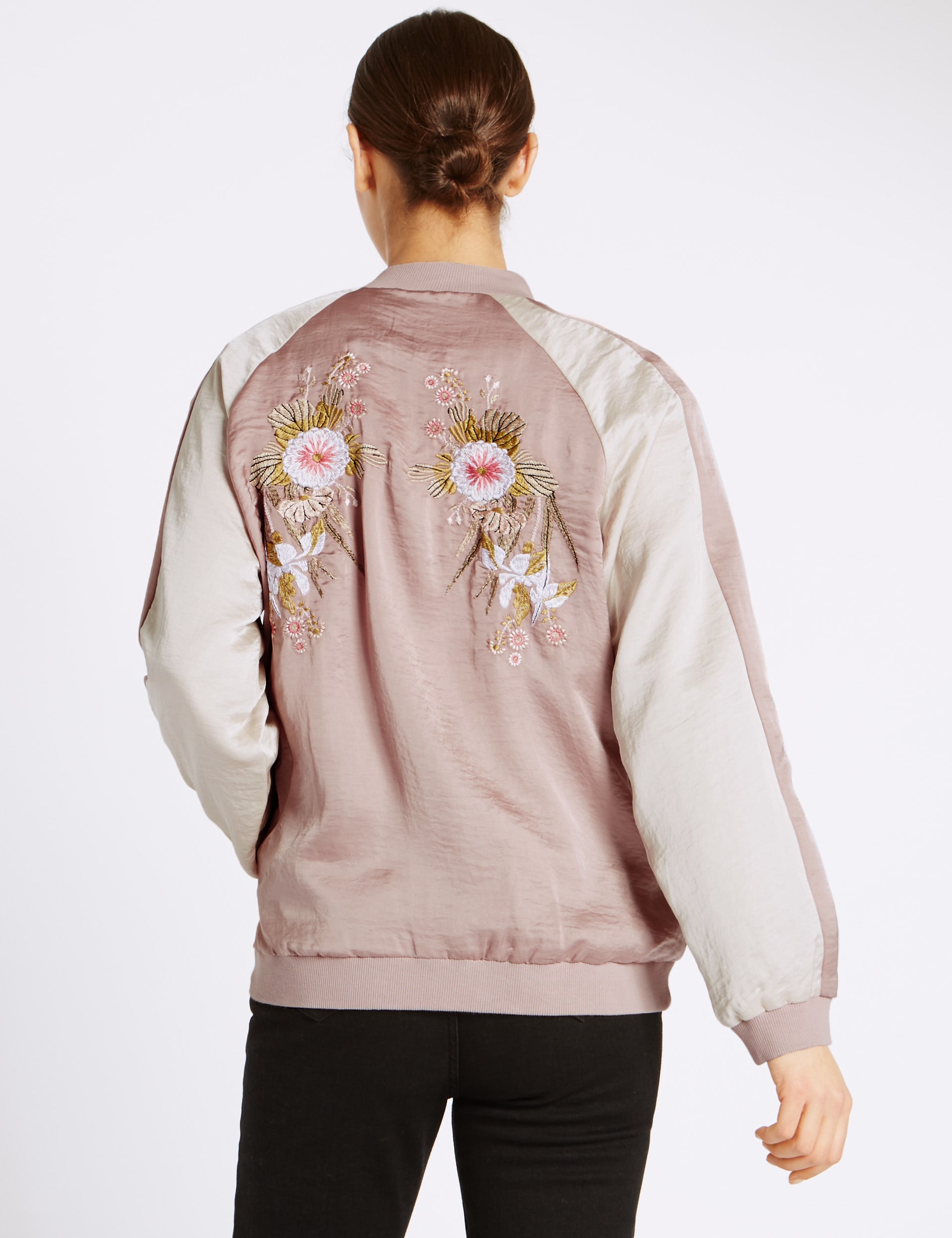Floral Embroidered Raglan Bomber Jacket Image 2 of 5