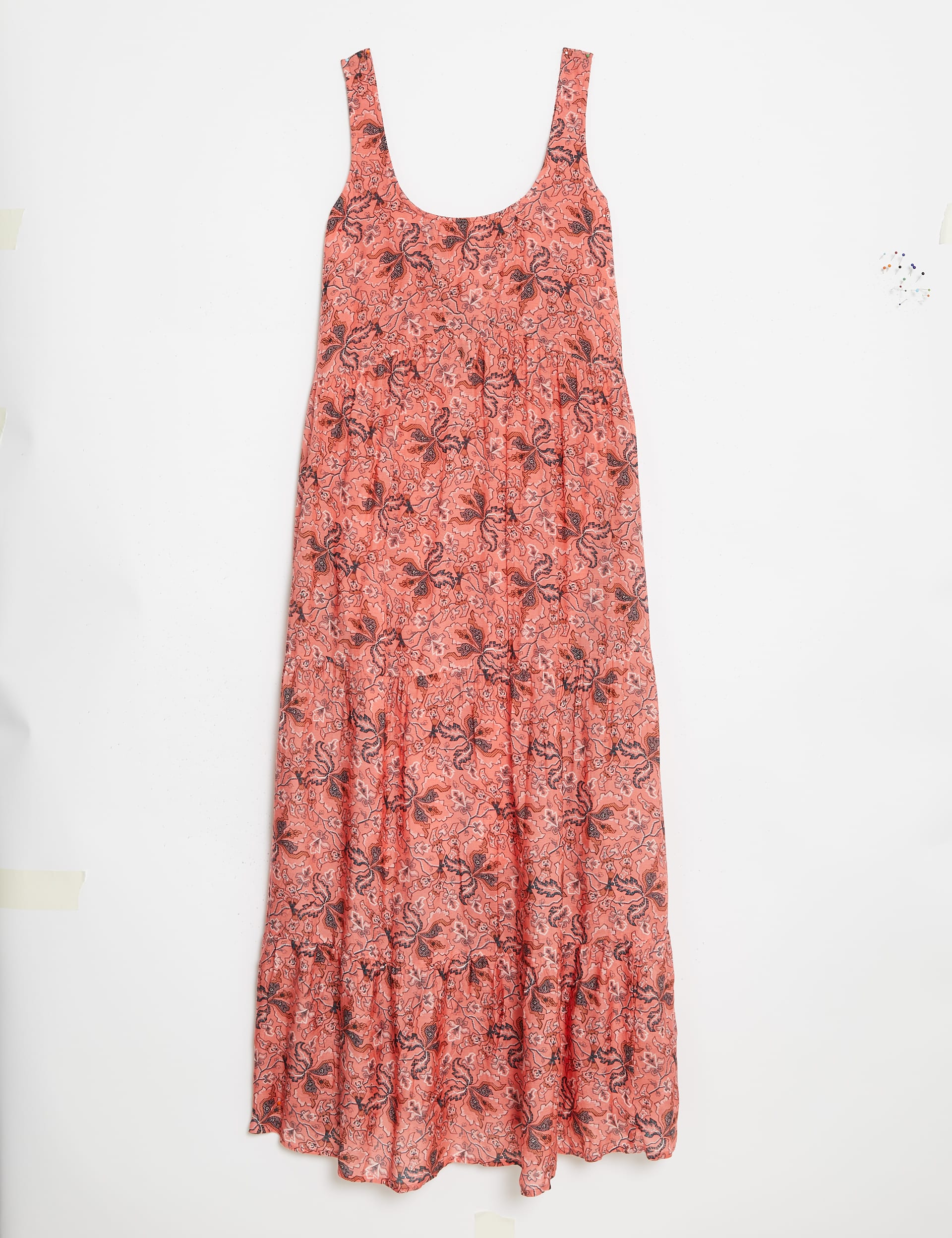 Cupro Blend Floral Maxi Relaxed Dress
