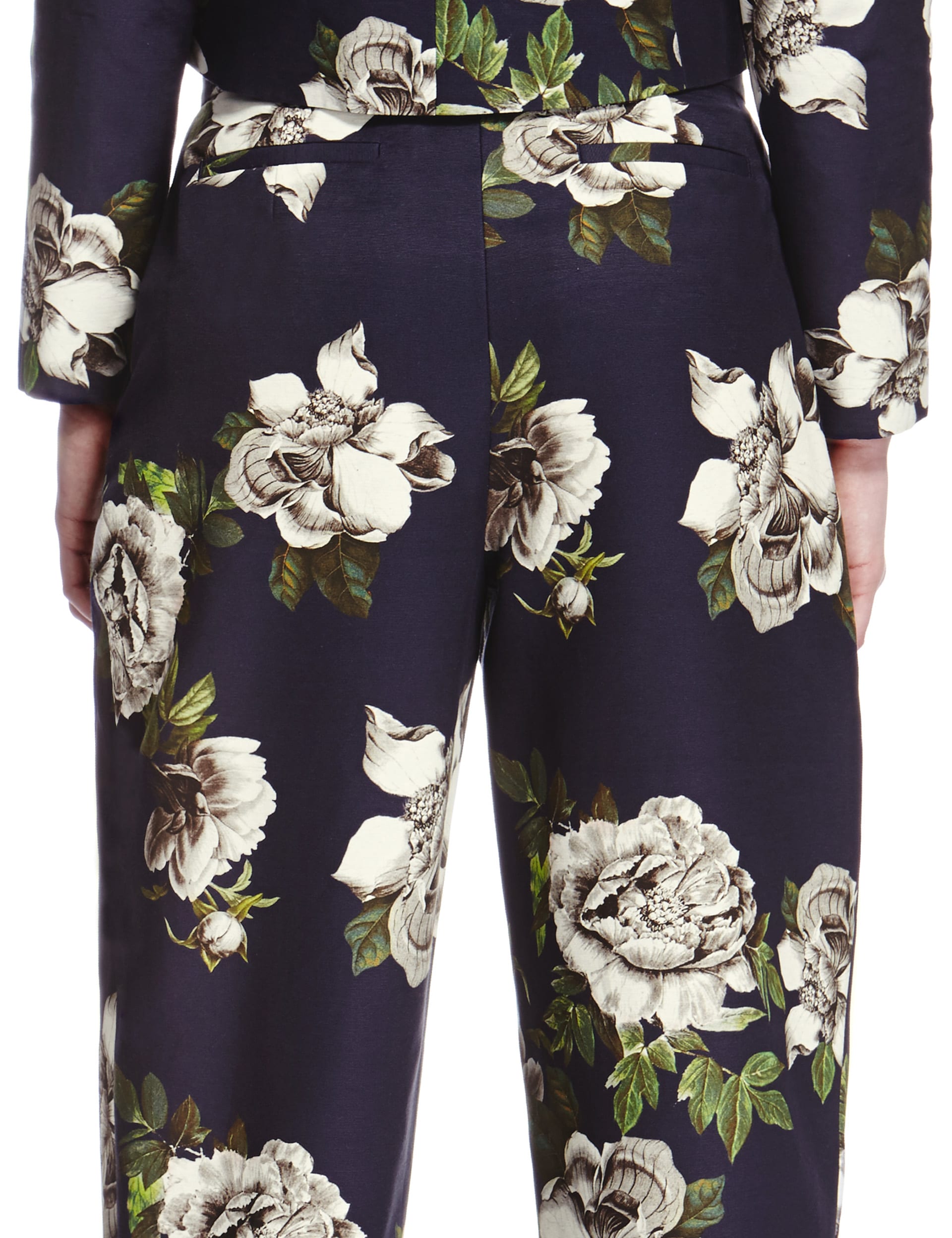 Luxury Cotton Rich Floral Cropped Trousers Image 2 of 6