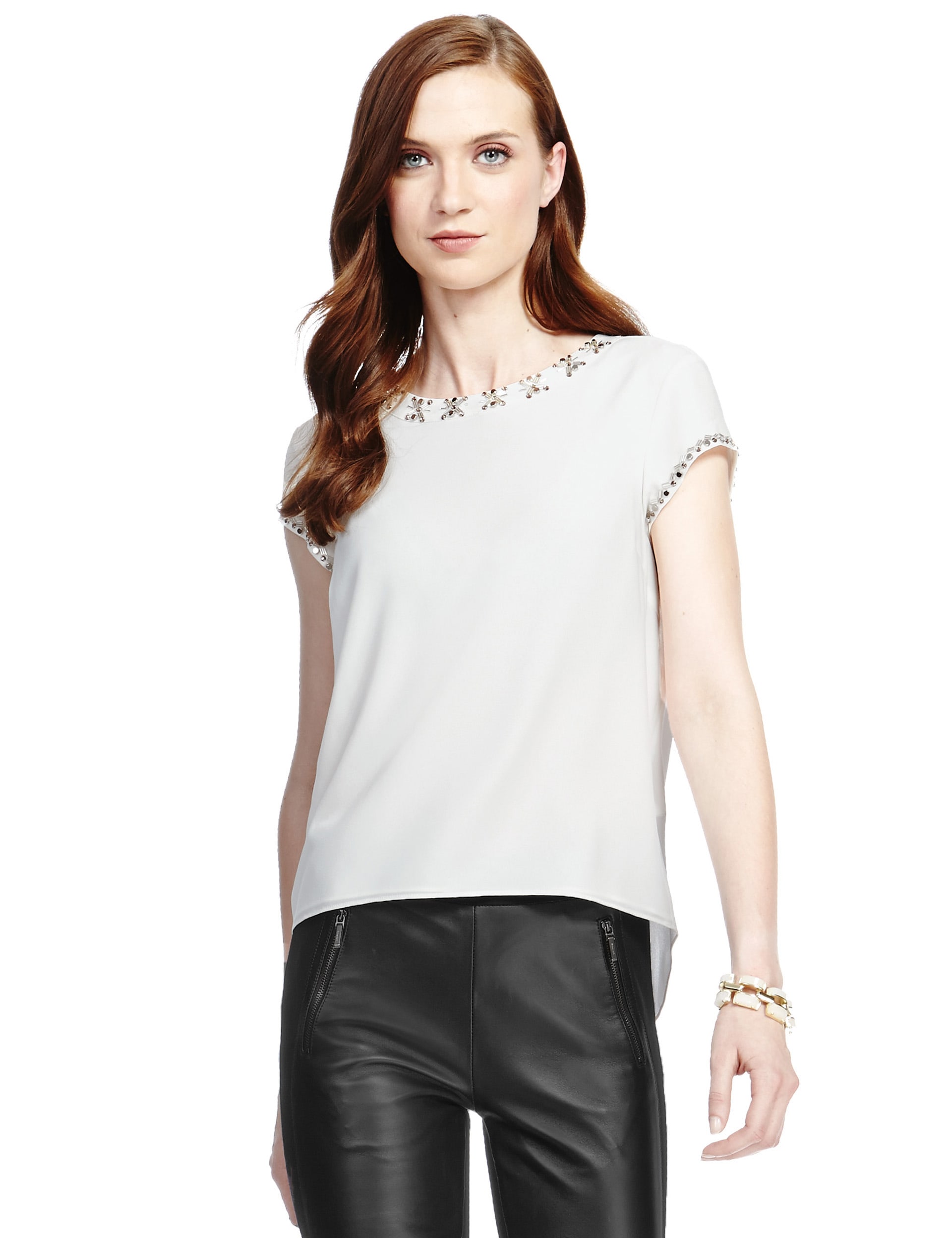 Jewel Embellished Trim Shell Top Image 2 of 4
