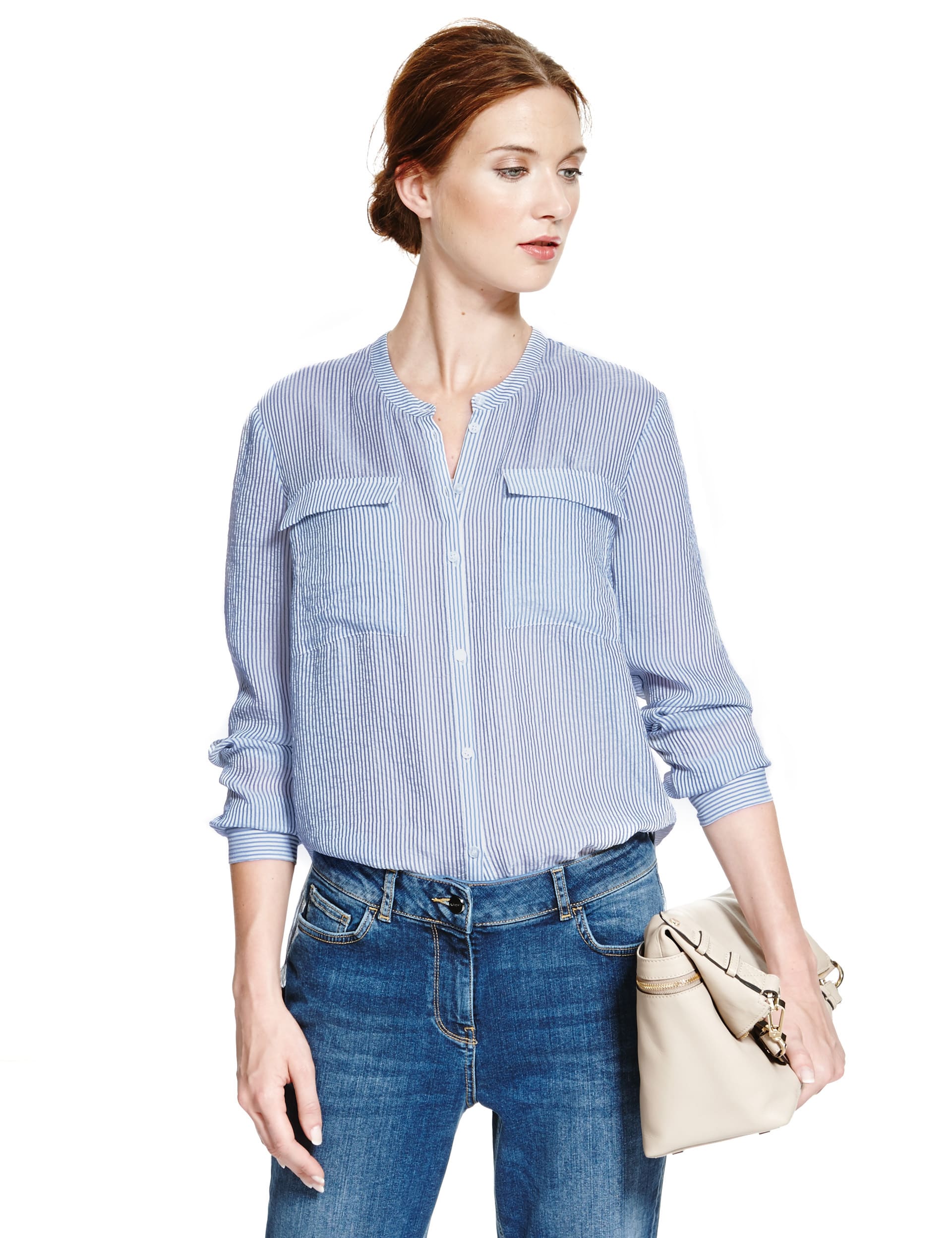 Long Sleeve Striped Blouse Image 2 of 4