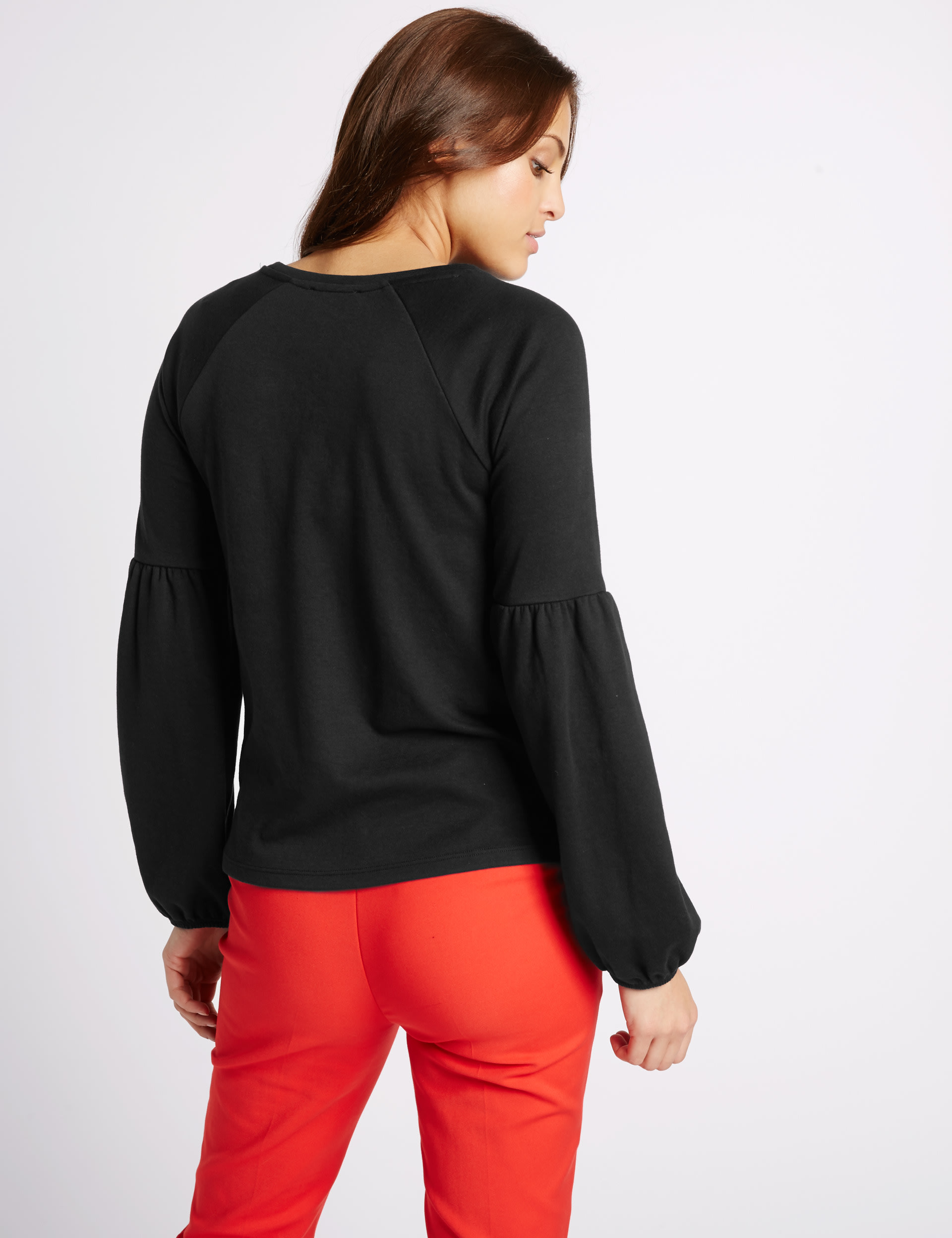 Cotton Blend Bell Sleeve Blouse Image 2 of 5