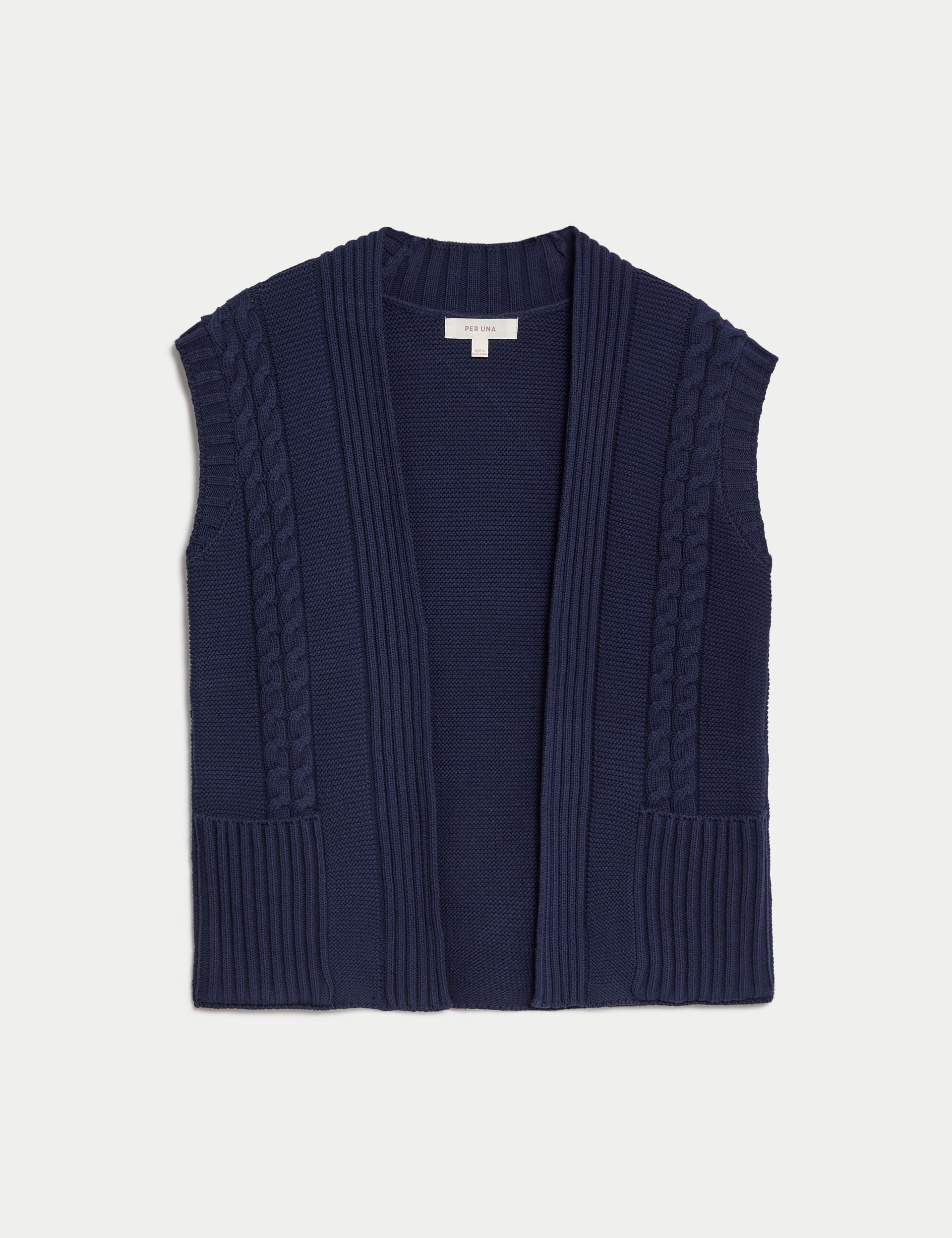 Cotton Rich Knitted Collarless Waistcoat