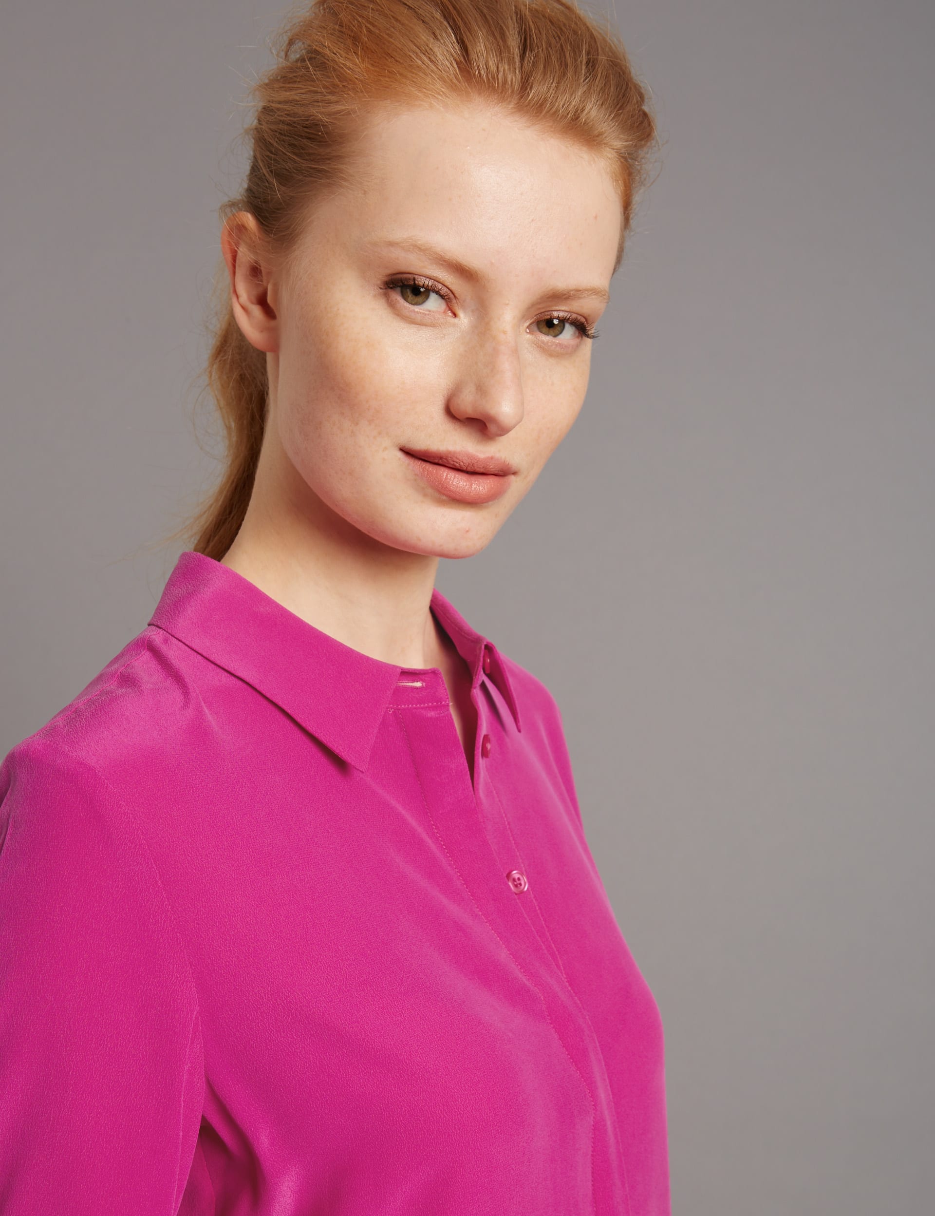Pure Silk Longline Long Sleeve Shirt Image 2 of 6