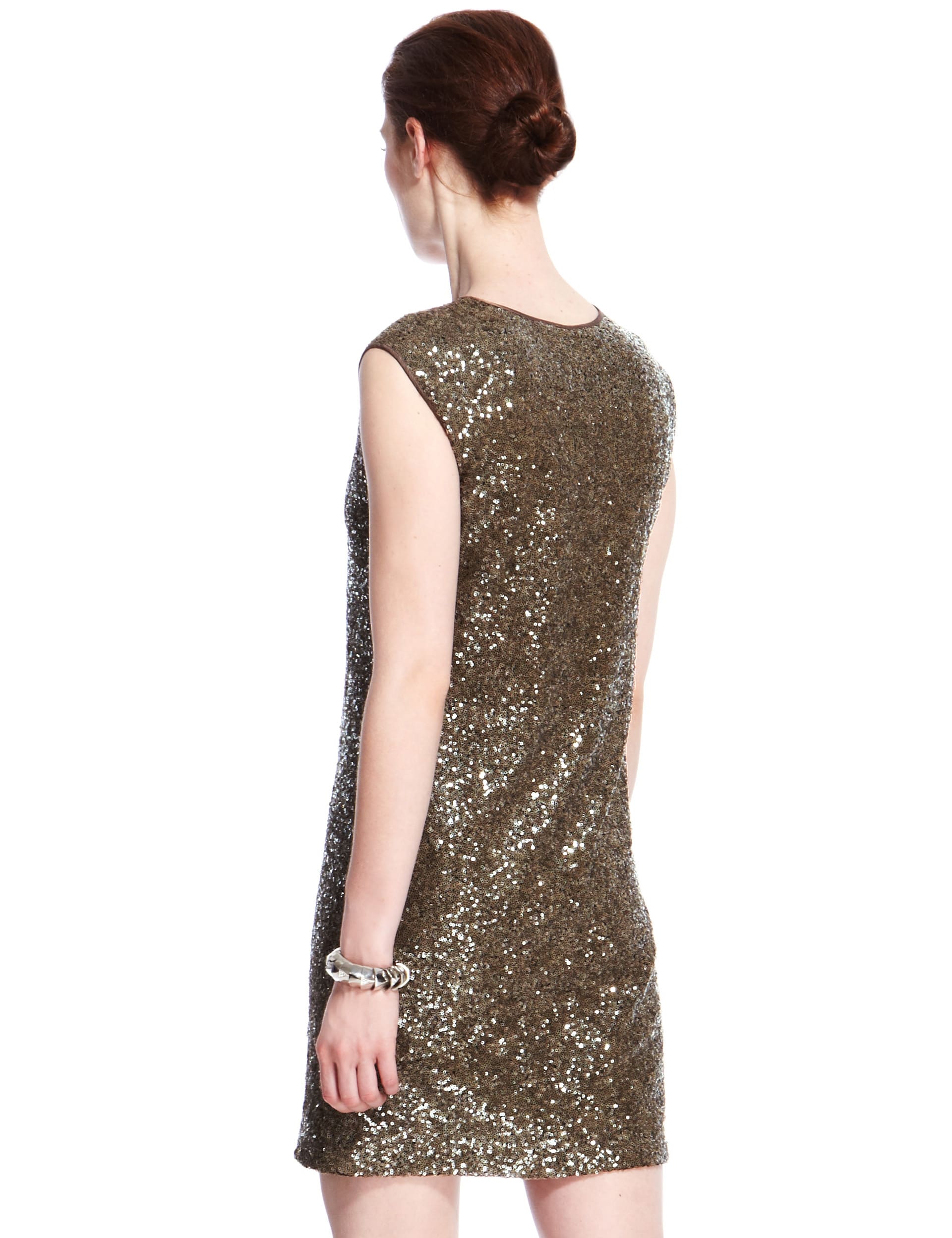 Sequin Embellished V-Neck Shift Dress Image 2 of 4