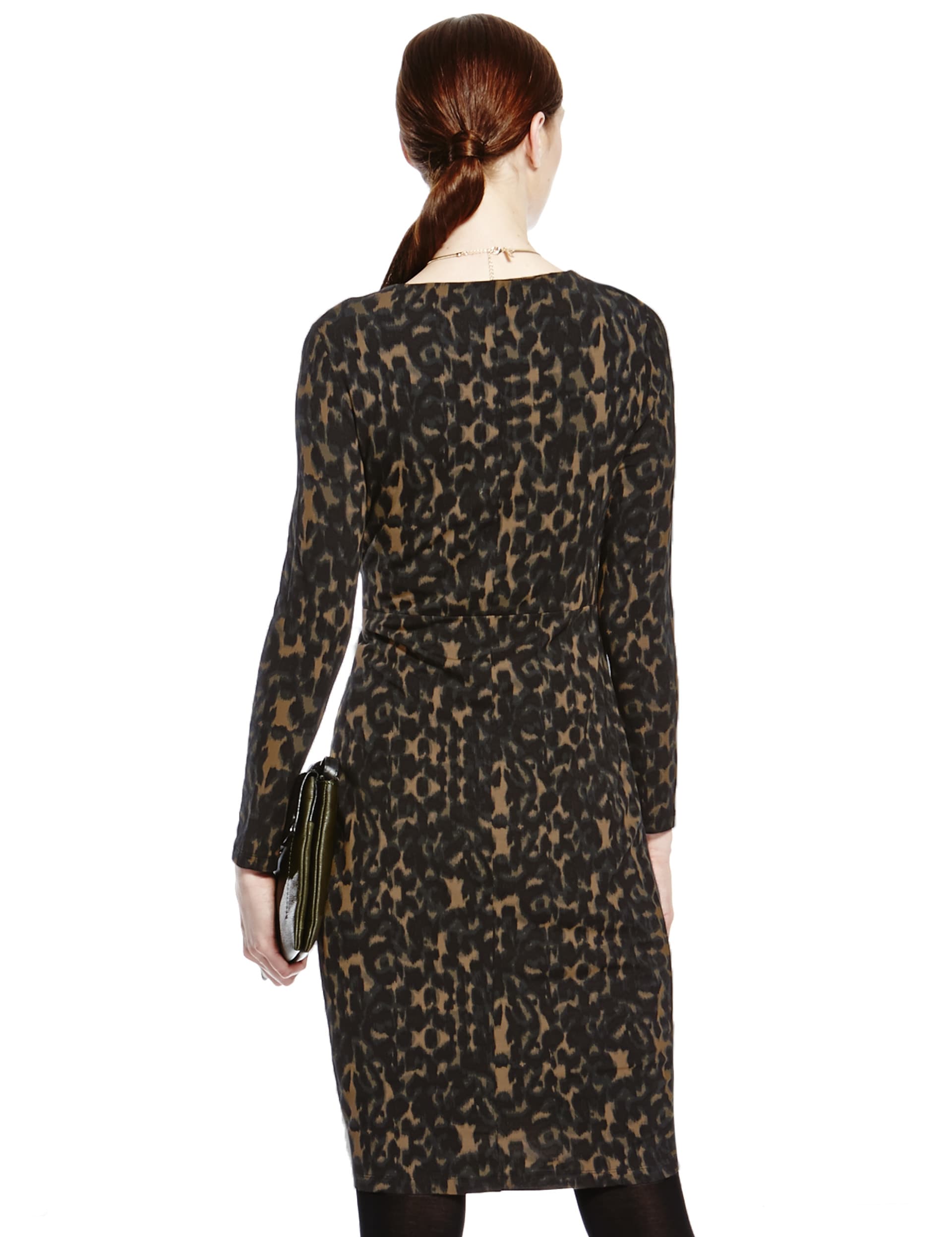 Twisted Front Animal Print Bodycon Dress Image 2 of 4