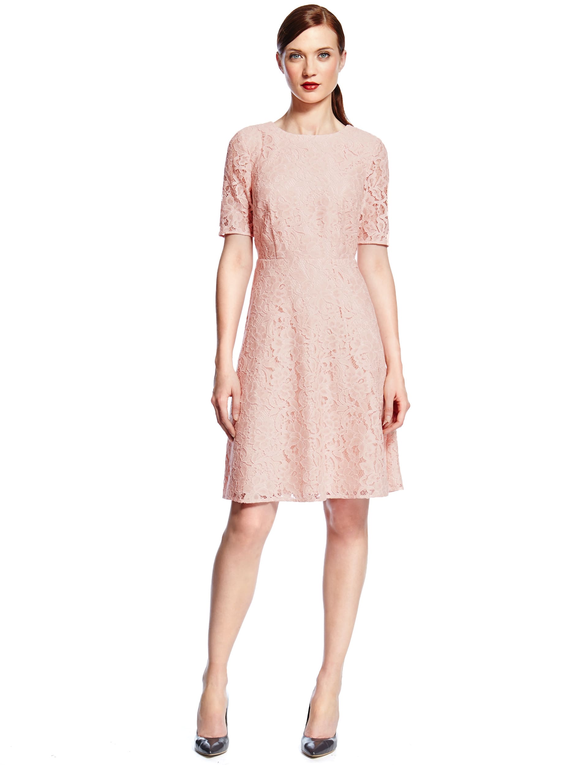 All-Over Floral Lace Skater Dress Image 2 of 4