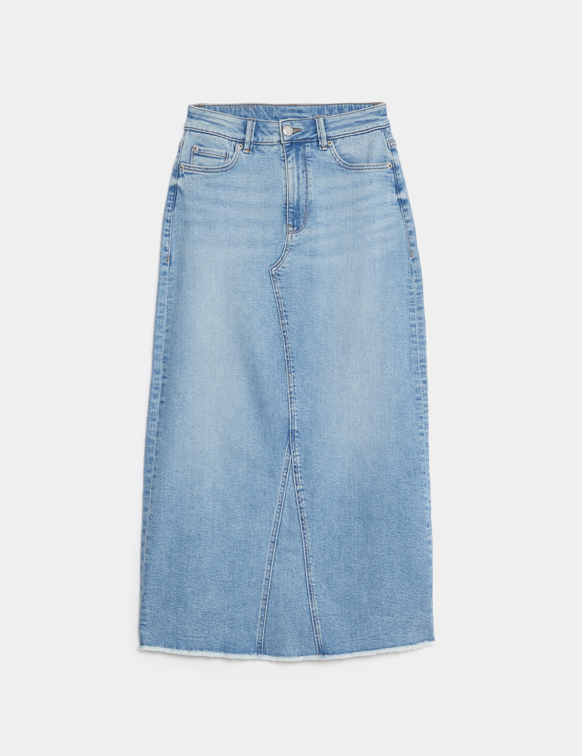 Denim Split Back Maxi Skirt