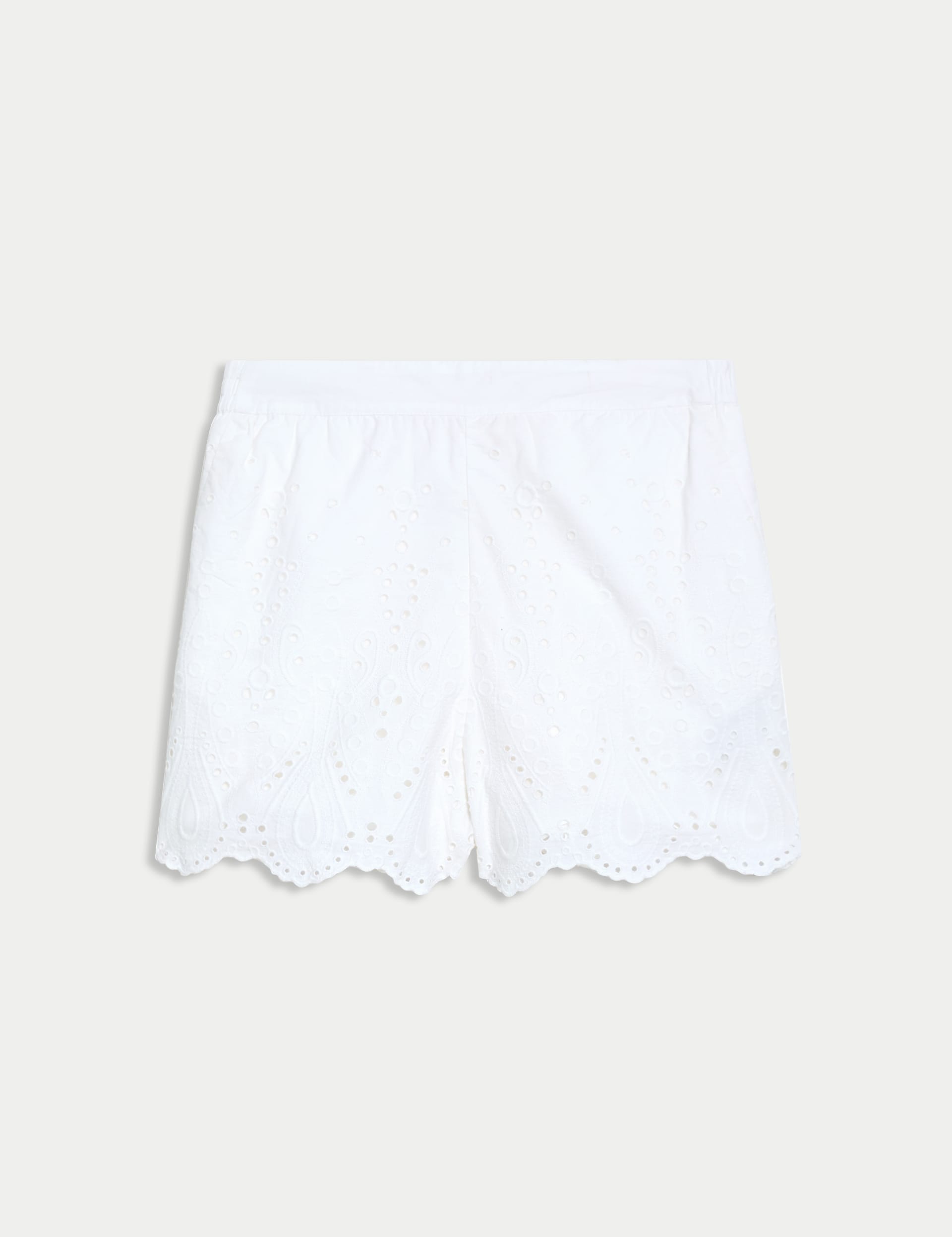 Pure Cotton Embroidered High Waisted Shorts