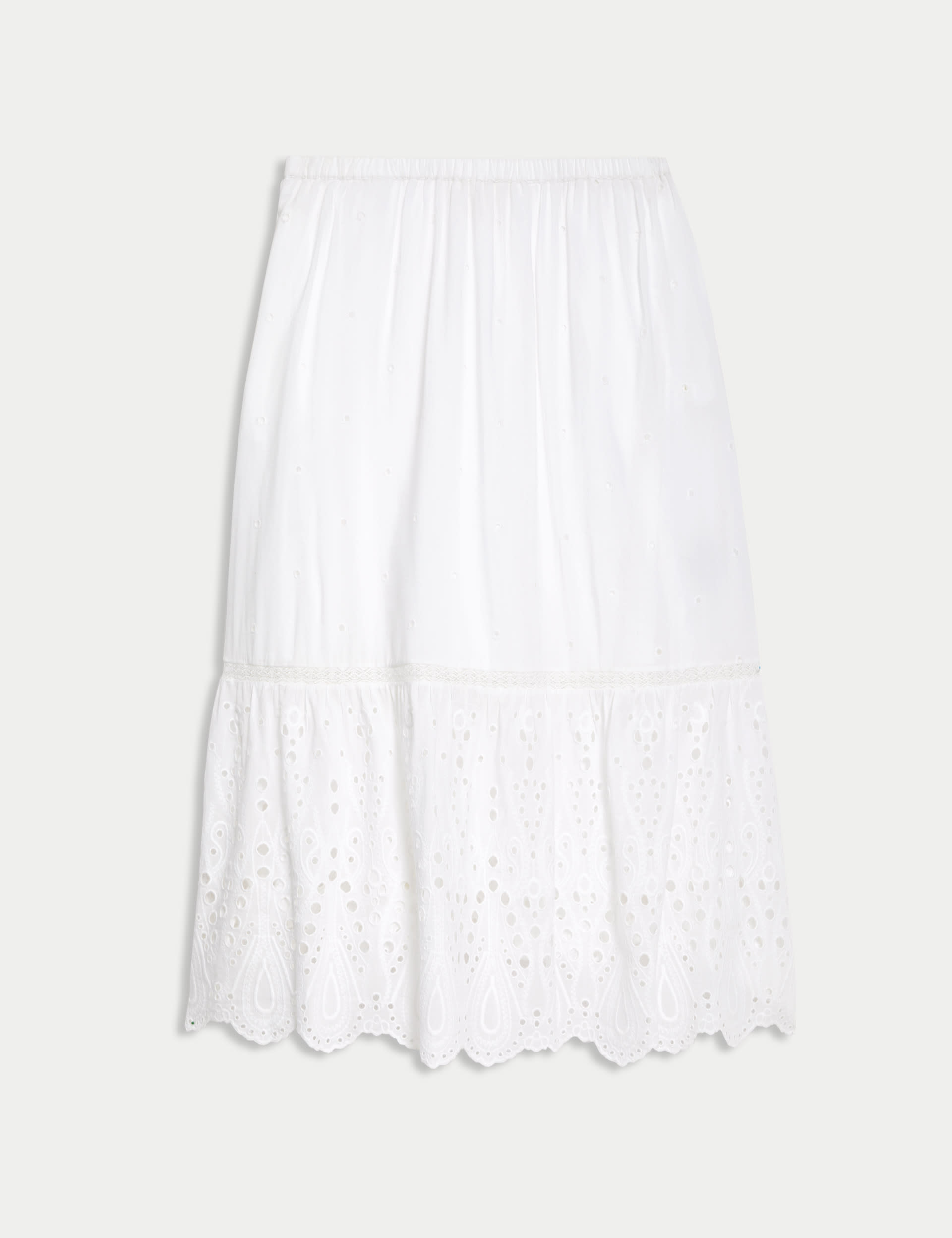 Cotton Rich Broderie Midaxi Tiered Skirt