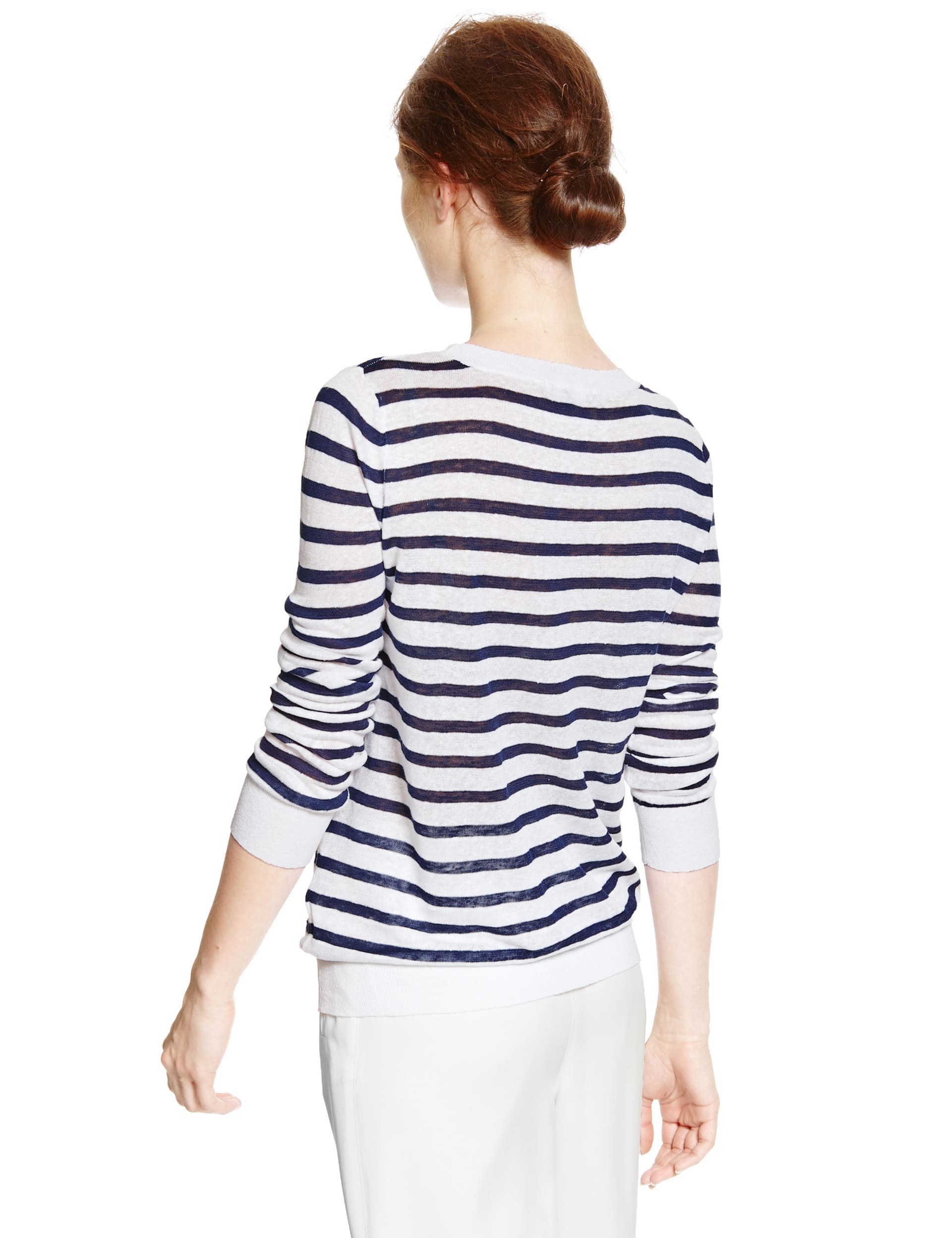 Pure Linen Striped Jumper Image 2 of 4