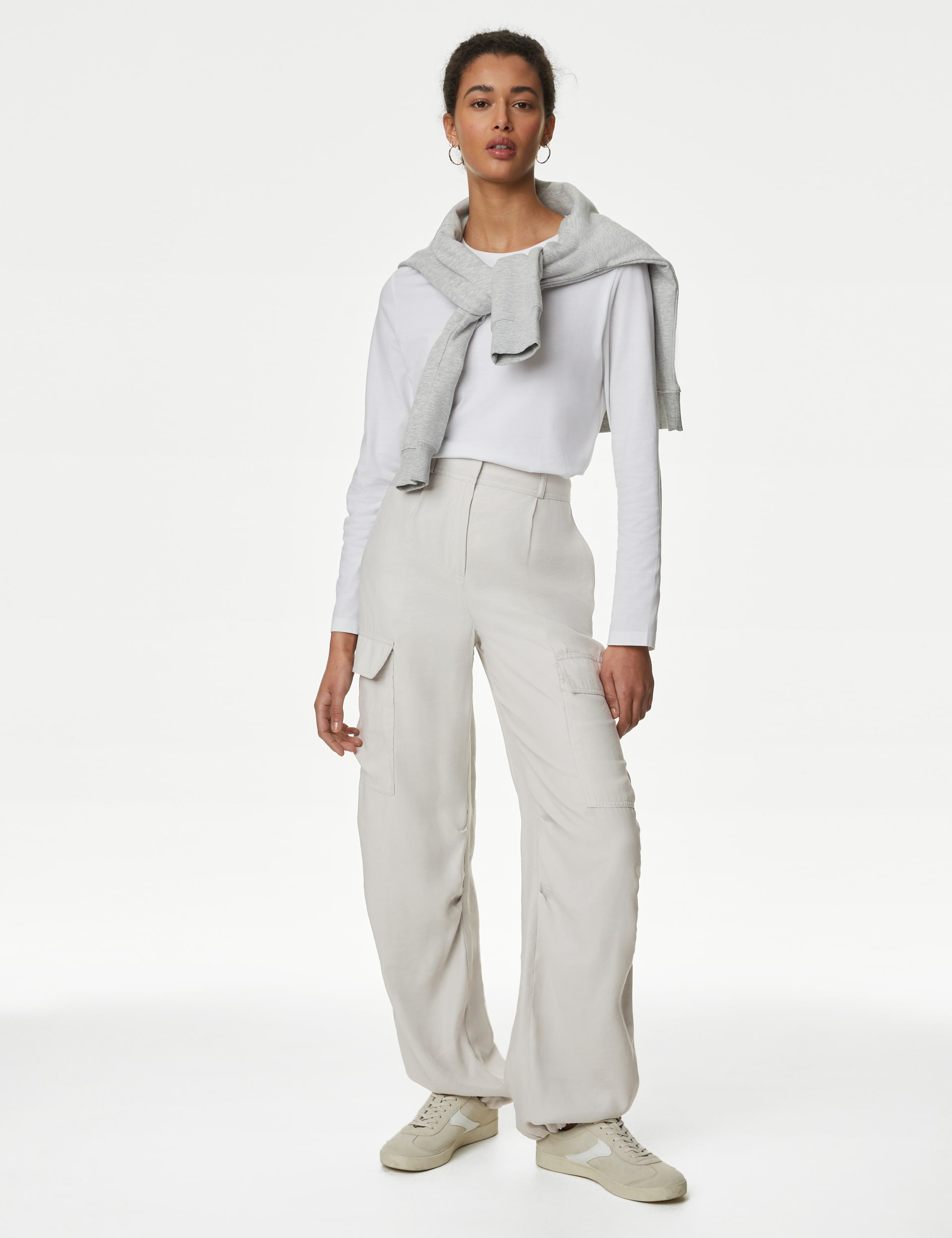 Modal Rich Cargo Wide Leg Trousers