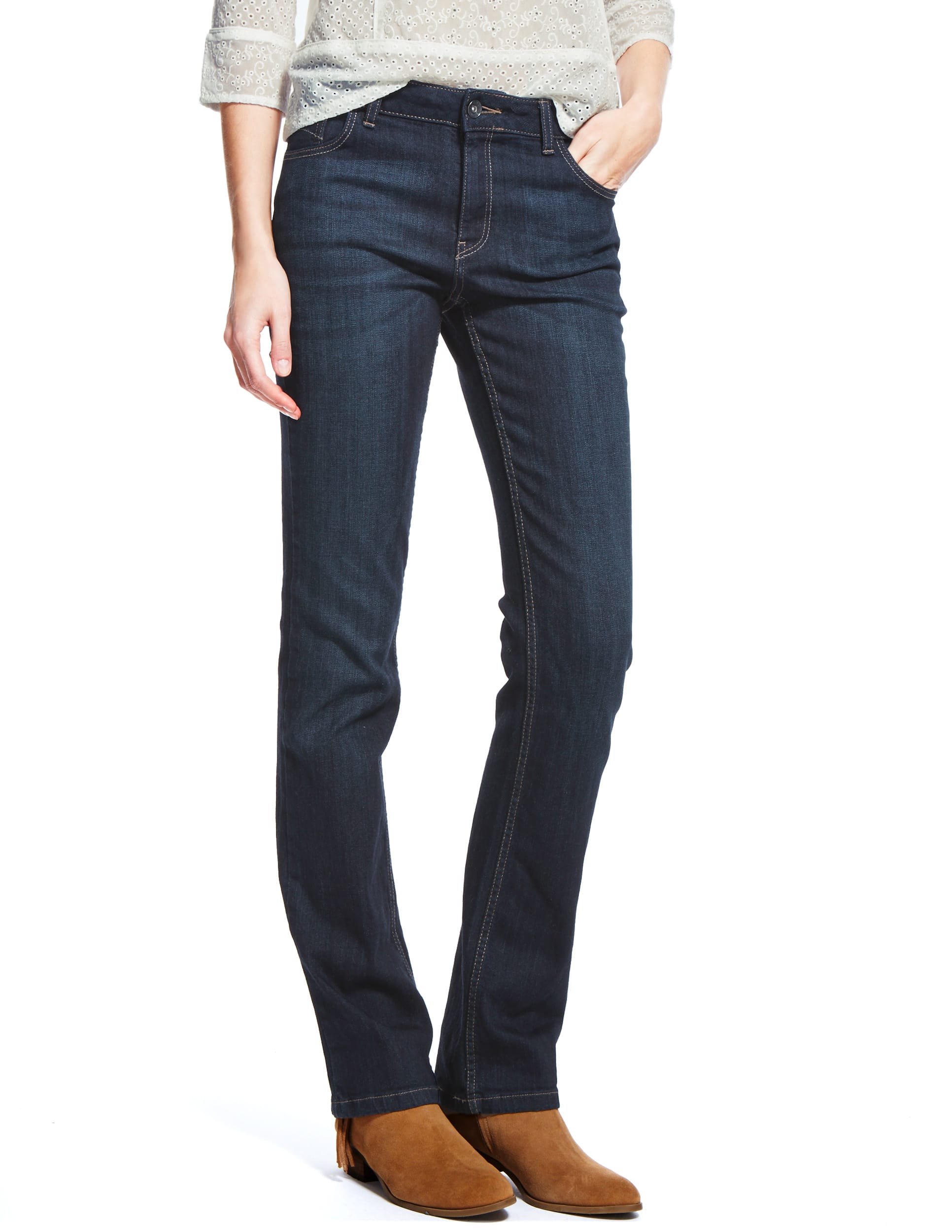 Slim Bootleg Denim Jeans Indigo Collection M S