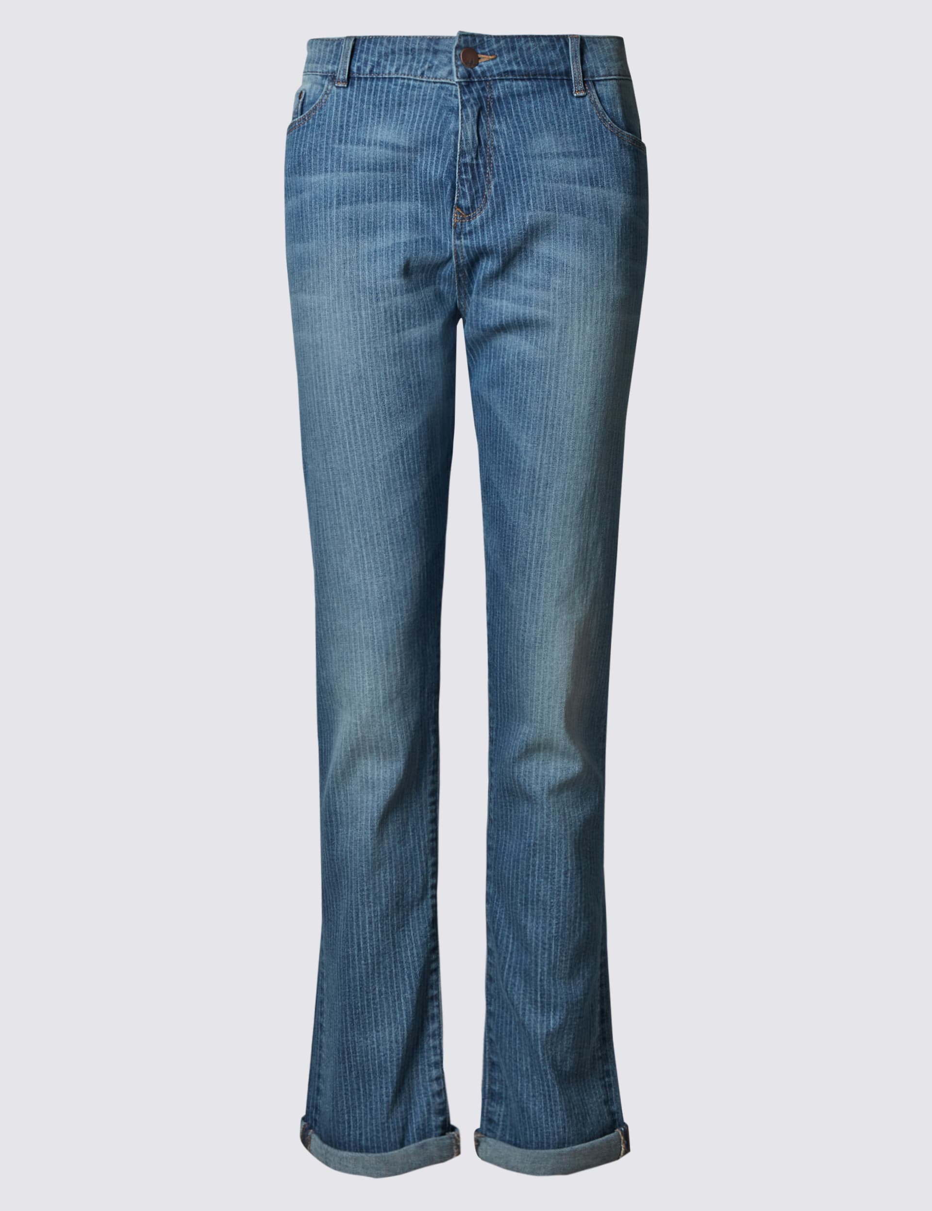 Striped Turn Up Boyfriend Jeans Image 2 of 3