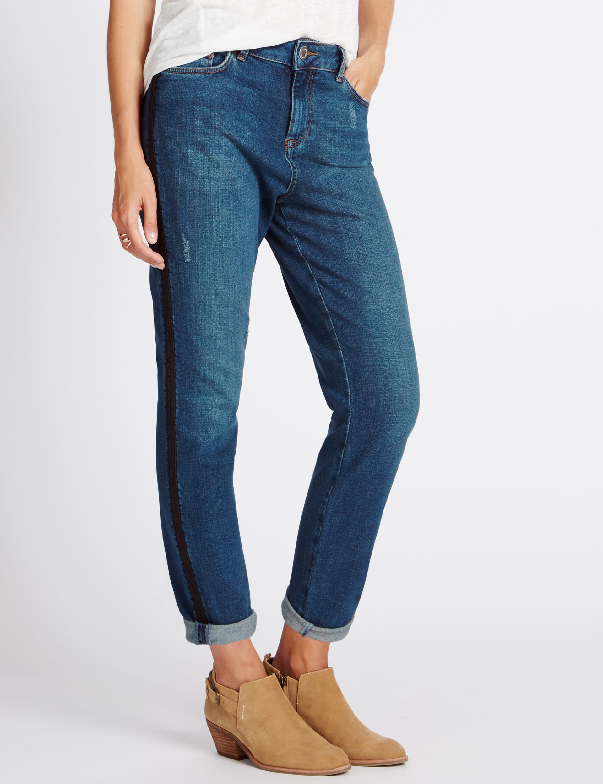 Piped Boyfriend Jeans Image 2 of 4