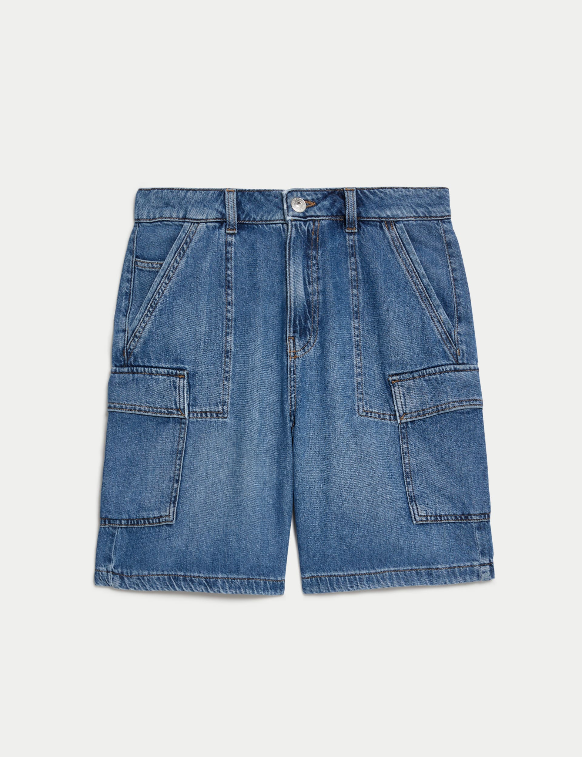 Cotton Rich Denim Cargo Shorts