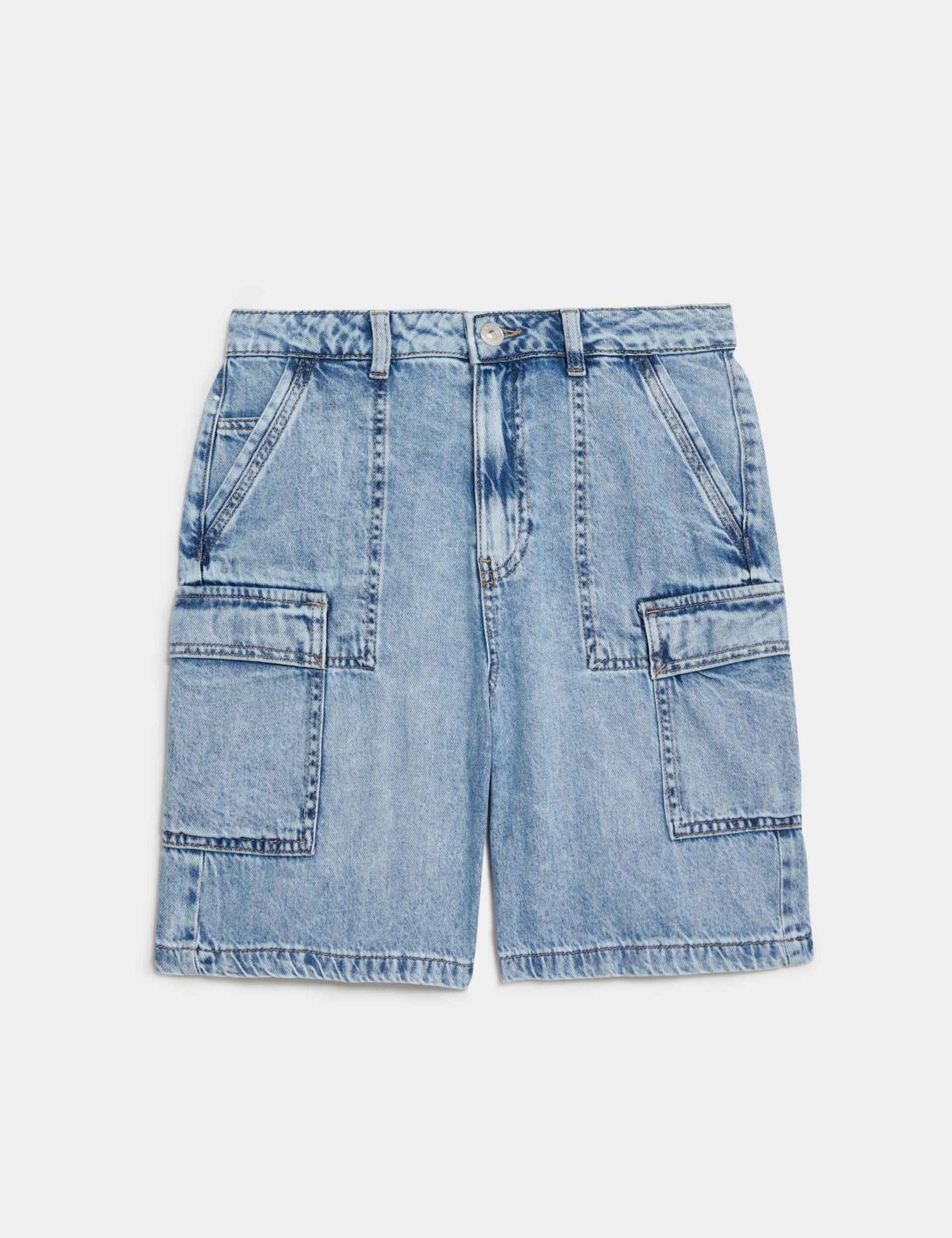 Cotton Rich Denim Cargo Shorts