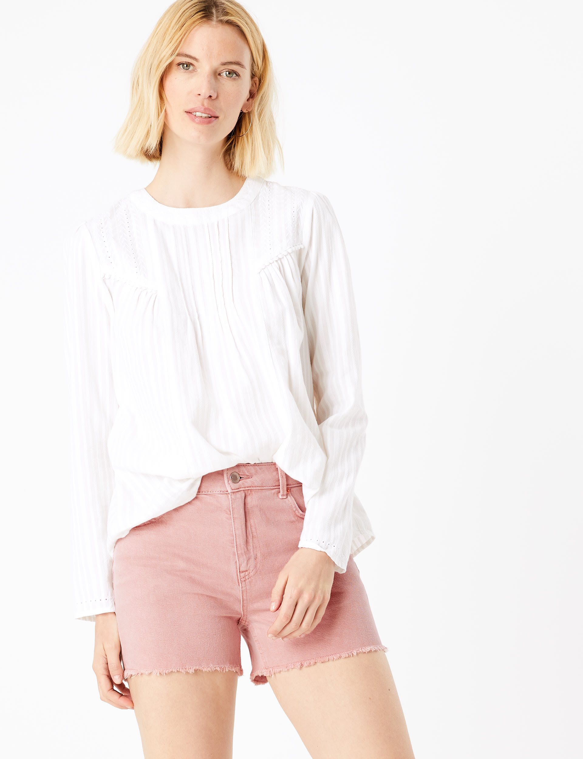 Denim Cut Off High Waisted Shorts | M&S Collection | M&S