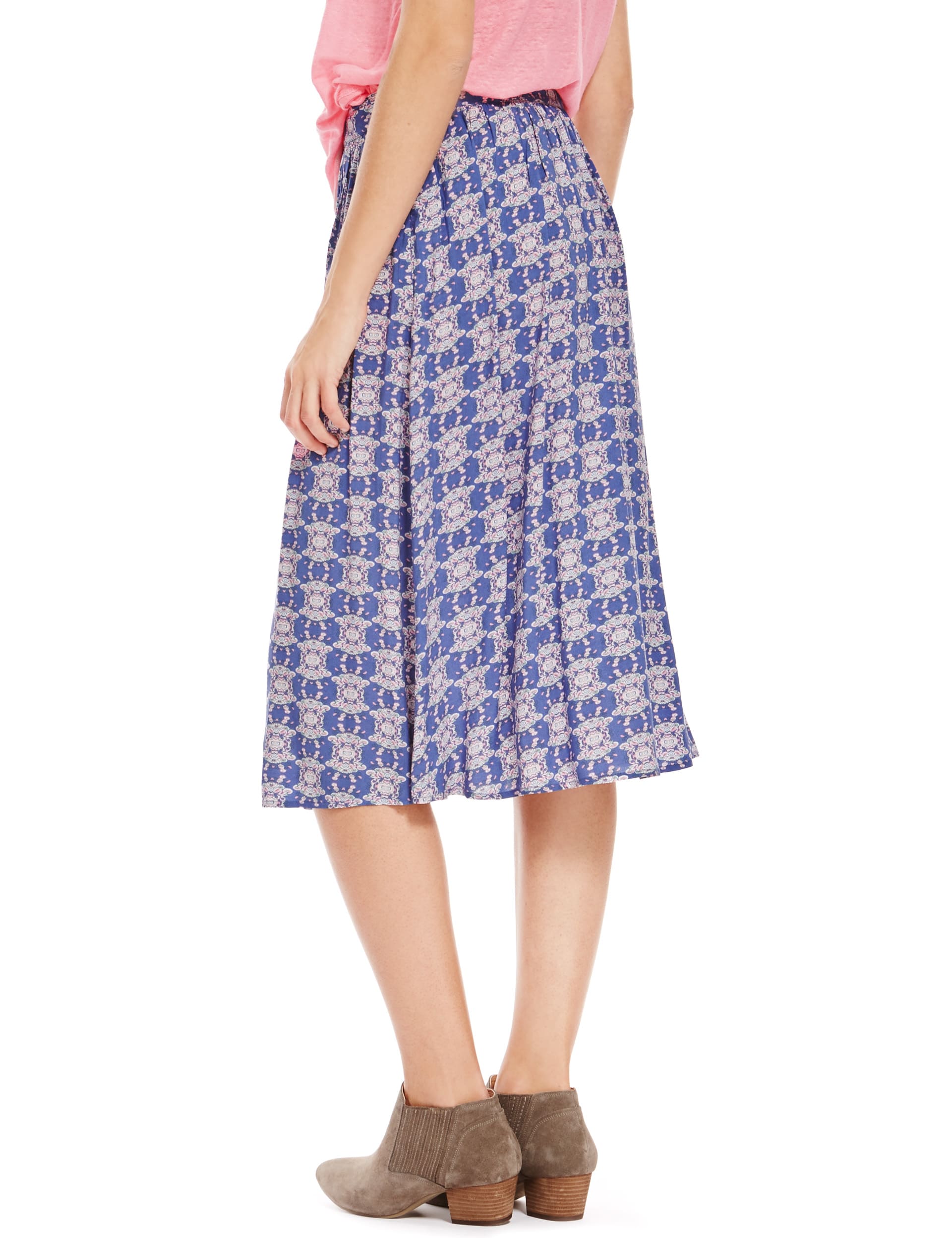 Abstract Print Midi A-Line Skirt Image 2 of 4