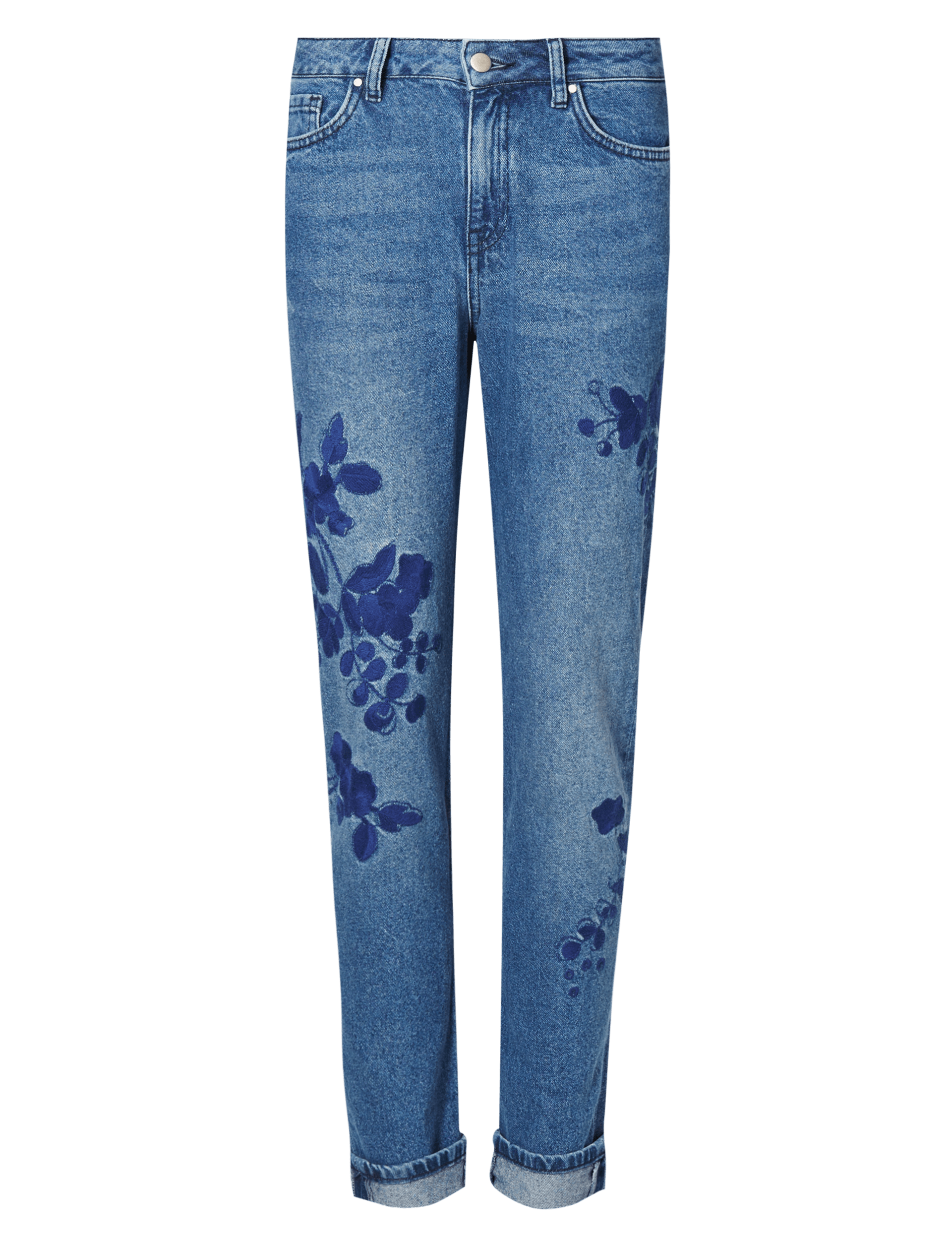 Floral Embroidered Boyfriend Jeans Image 2 of 4