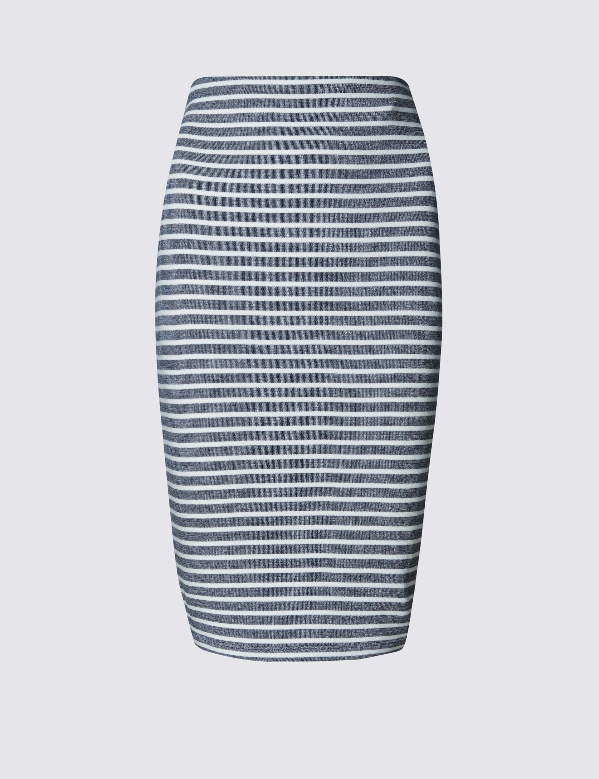 PETITE Cotton Rich Striped Pencil Skirt Image 2 of 3