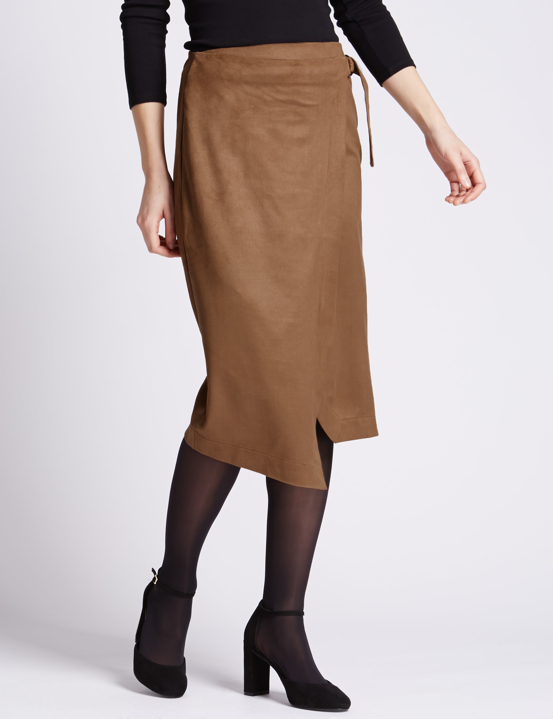 Faux Suede A Line Wrap Skirt M S Collection M S