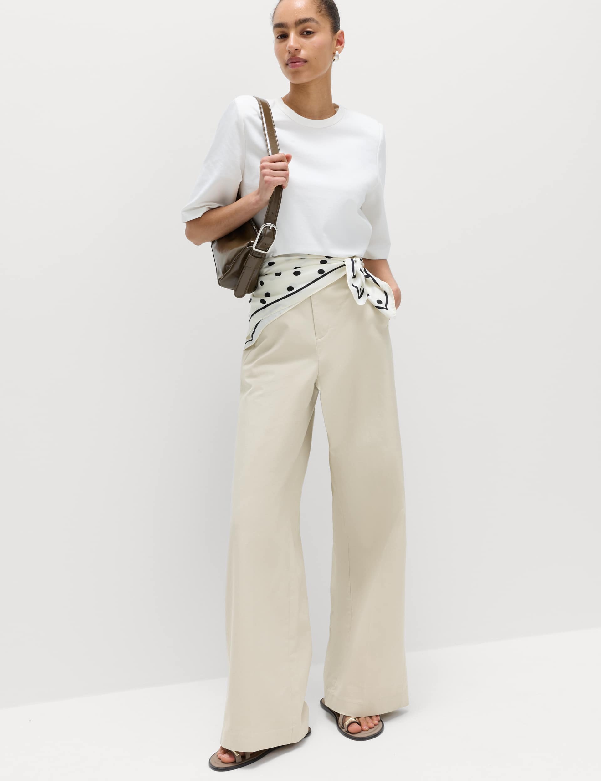 Marks & Spencer WIDE LEG - Pantaloni - charcoal/grigio screziato