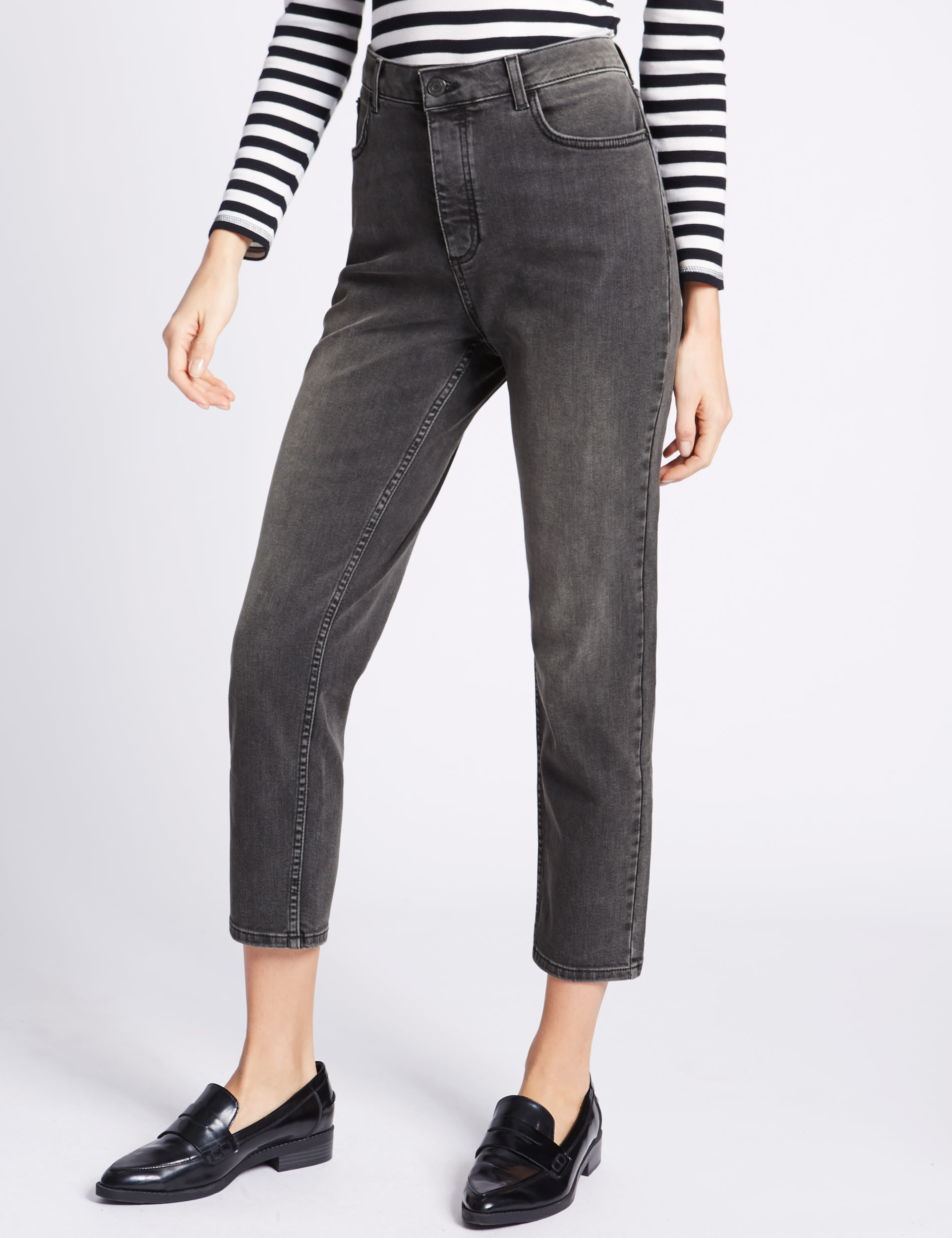Button Fly Straight Leg Jeans Image 2 of 7