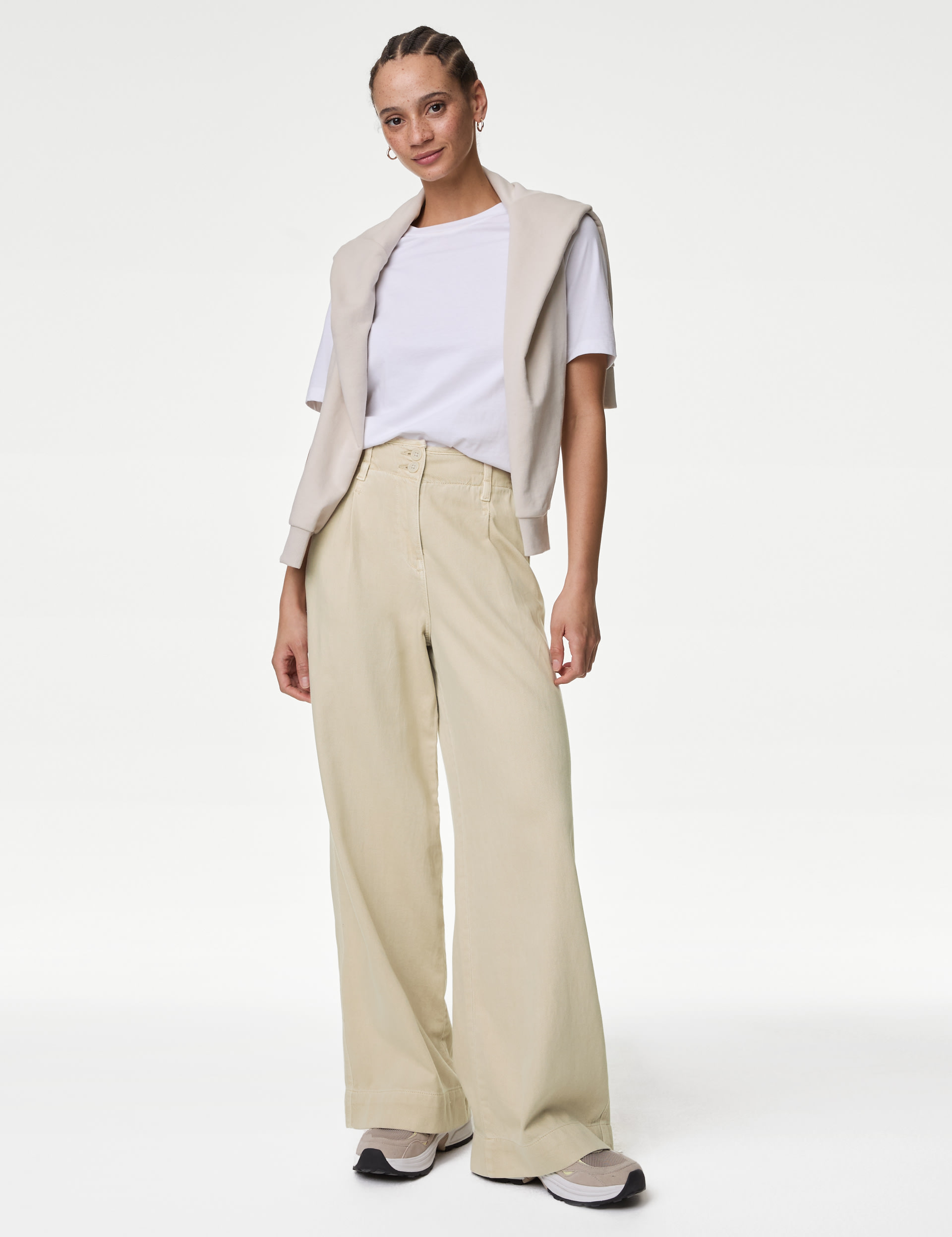 Lyocell™ Blend Pleated Wide Leg Trouser | M&S Collection | M&S