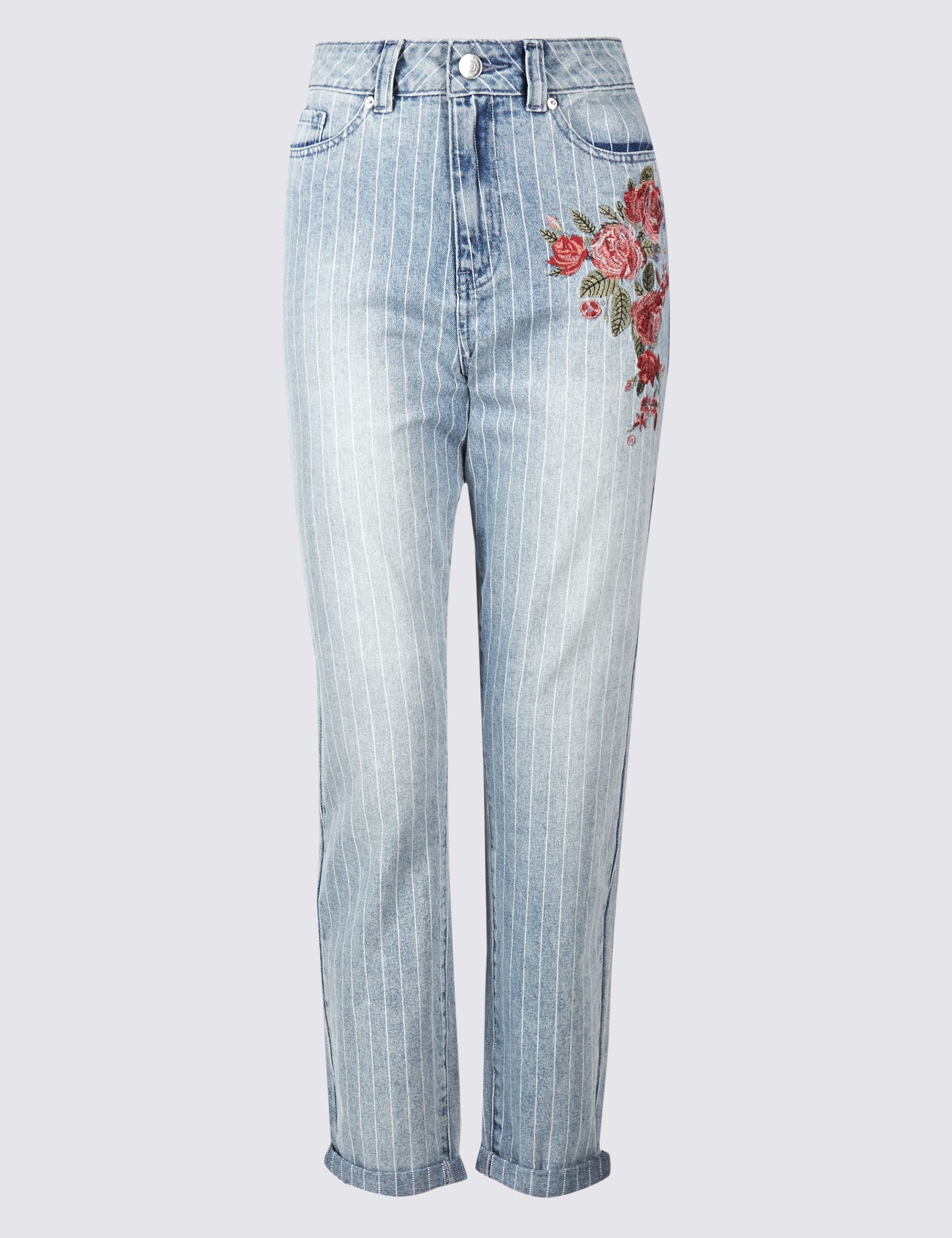 Floral Embroidered High Waist Mom Jeans Limited Edition M S