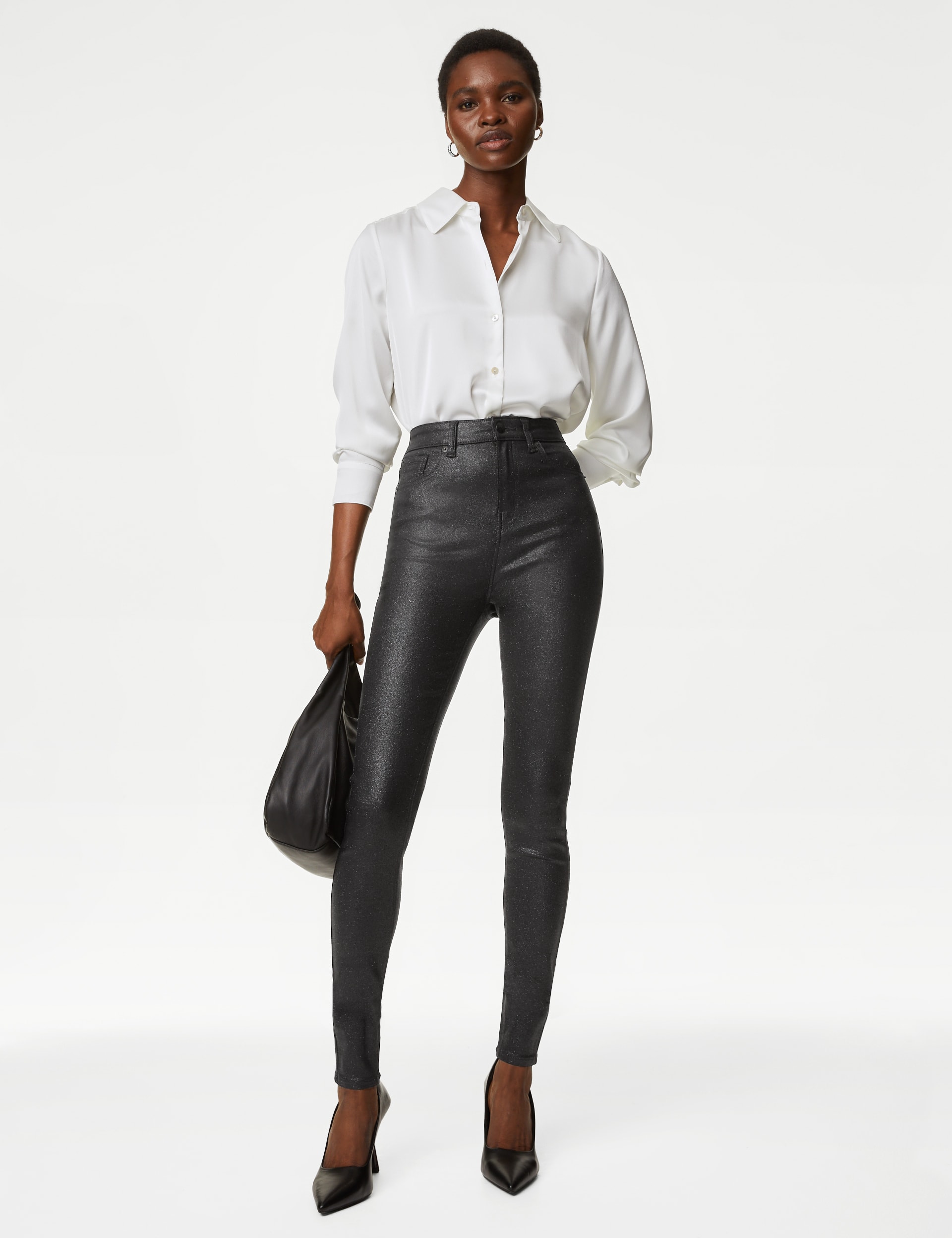 Ivy High Waisted Shimmer Skinny Jeans | M&S Collection | M&S