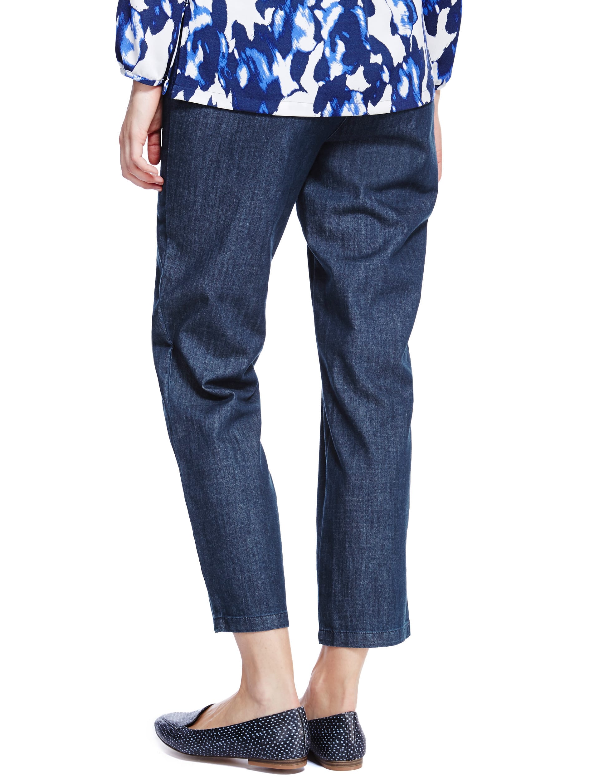 Straight Leg Pull On Denim Jeans Image 2 of 4