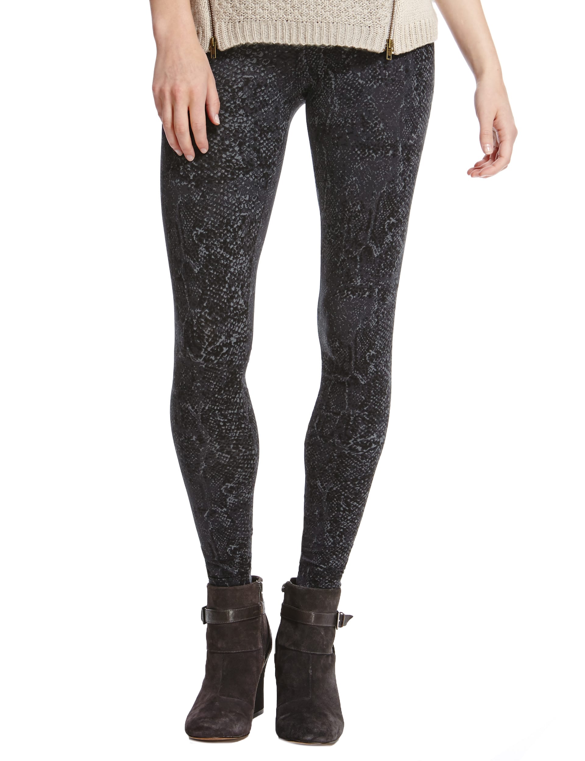 Cotton Rich Faux Snakeskin Print Leggings Image 2 of 3